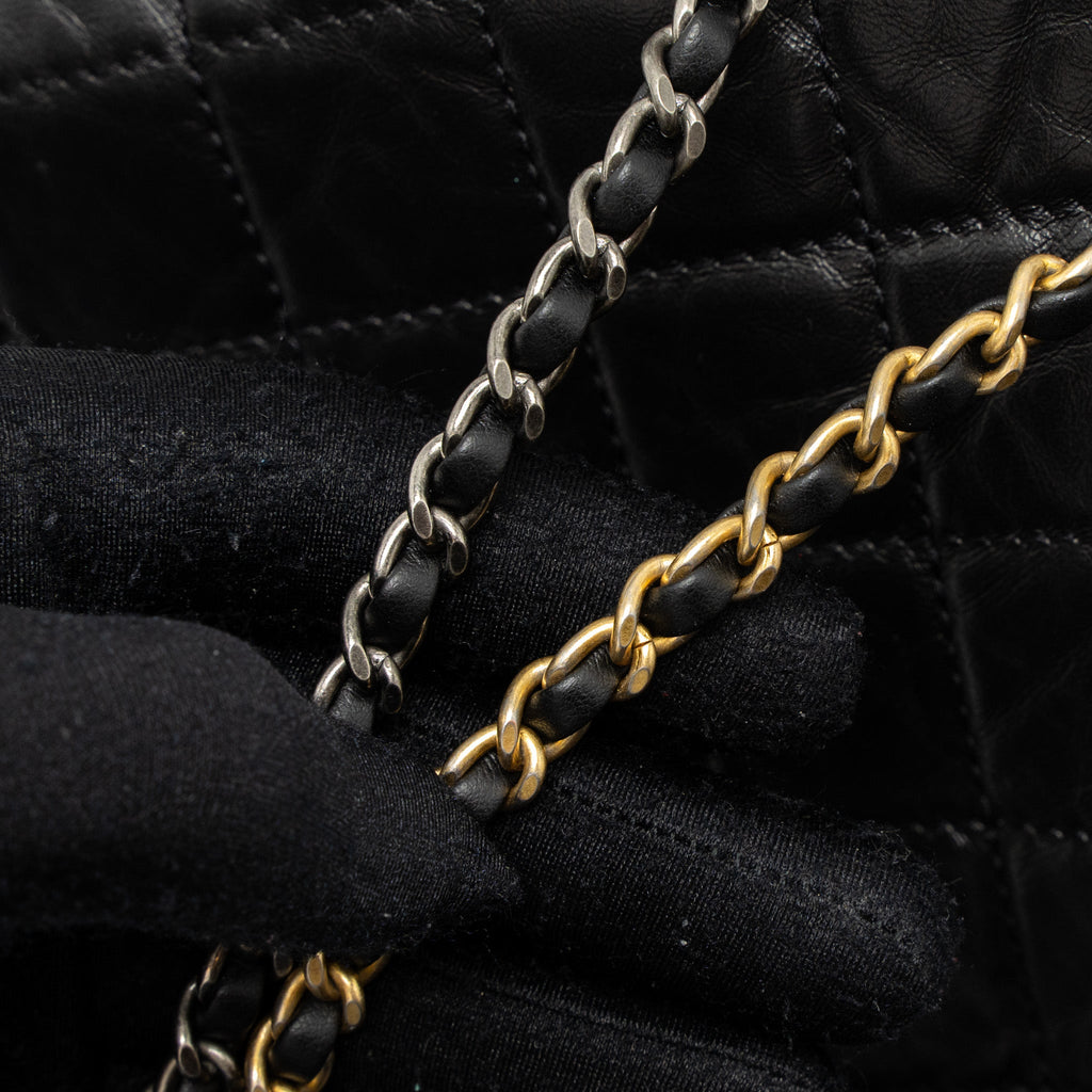 CHANEL SMALL GABRIELLE BACKPACK CALFSKIN BLACK MULTICOLOUR HARDWARE (MICROCHIP)