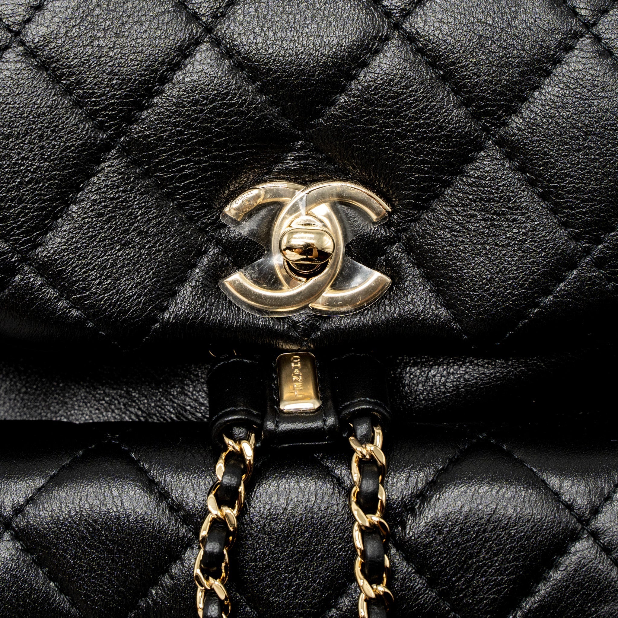 CHANEL 23C DUMA MINI BACKPACK CALFSKIN BLACK LGHW (MICROCHIP)