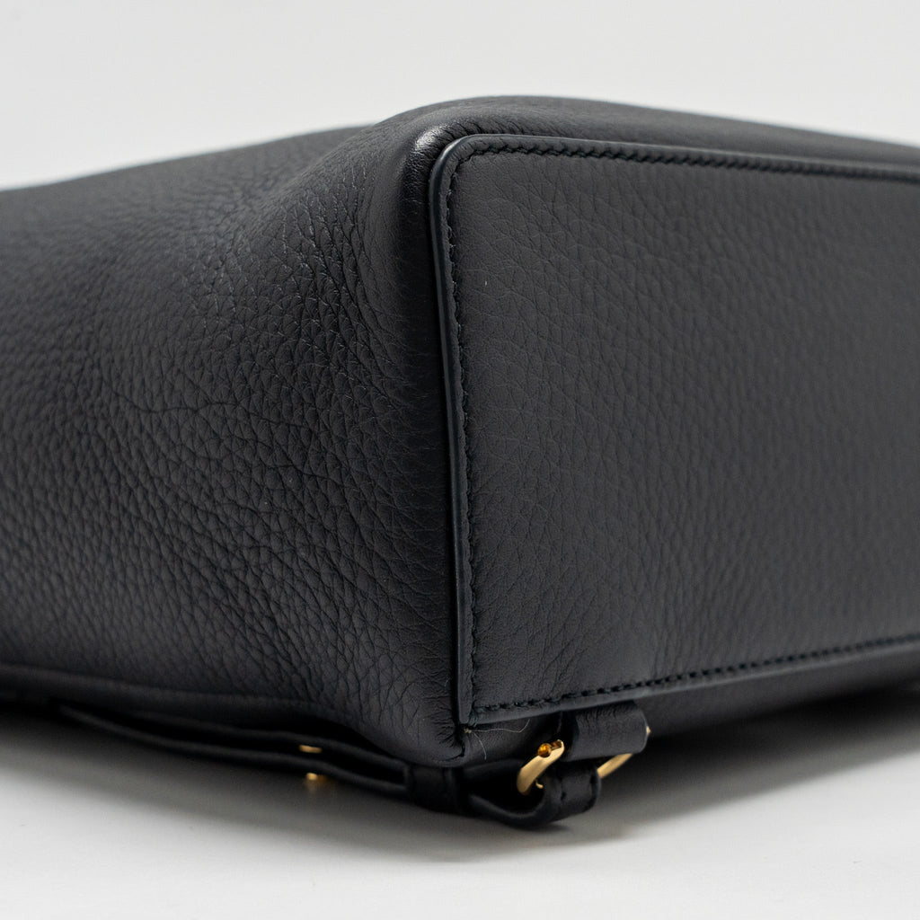LORO PIANA EXTRA POCKET BACKPACK L23.5 GRAINED CALFSKIN NAVY GHW