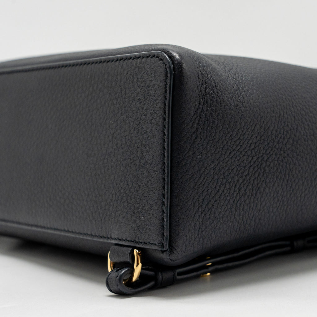 LORO PIANA EXTRA POCKET BACKPACK L23.5 GRAINED CALFSKIN NAVY GHW