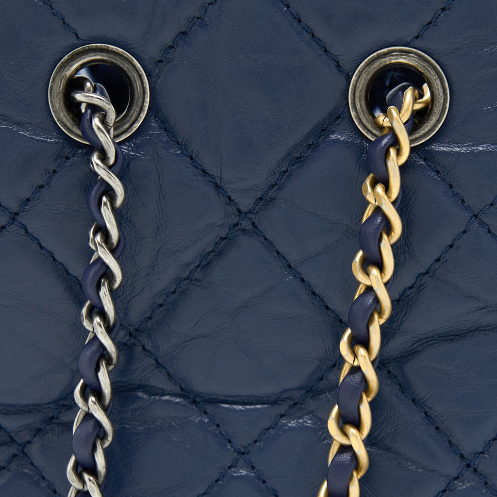 CHANEL SMALL GABRIELLE BACKPACK CALFSKIN DARK BLUE MULTICOLOUR HARDWARE