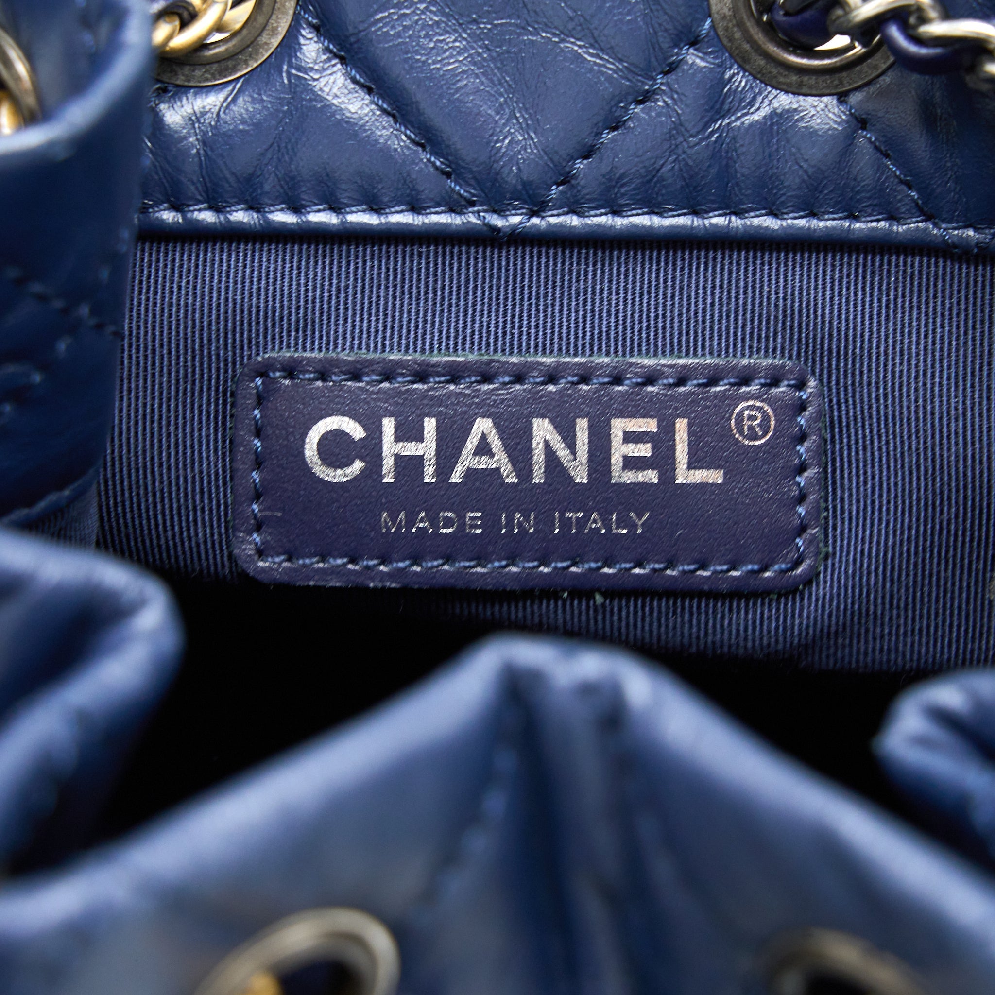 CHANEL SMALL GABRIELLE BACKPACK CALFSKIN DARK BLUE MULTICOLOUR HARDWARE