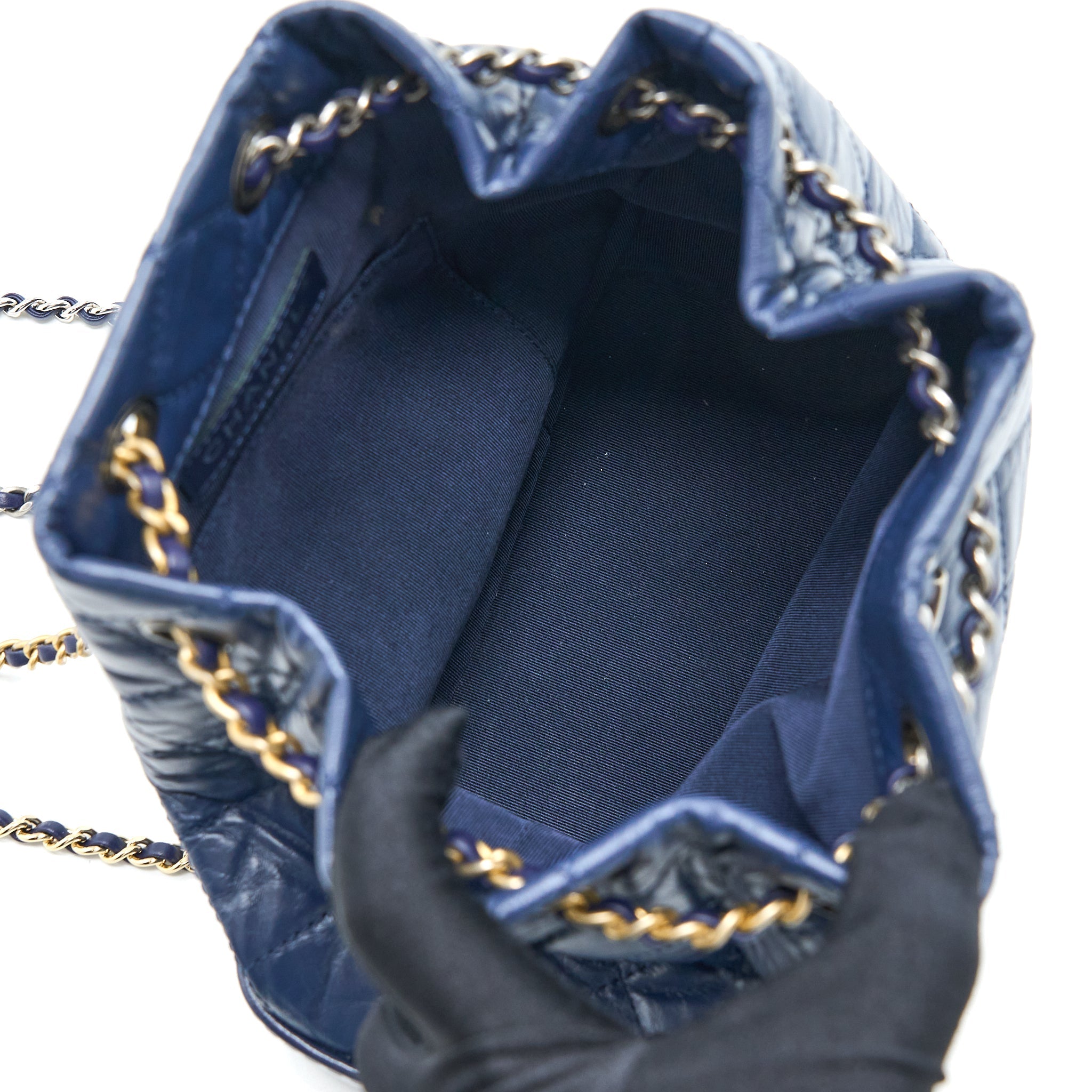 CHANEL SMALL GABRIELLE BACKPACK CALFSKIN DARK BLUE MULTICOLOUR HARDWARE