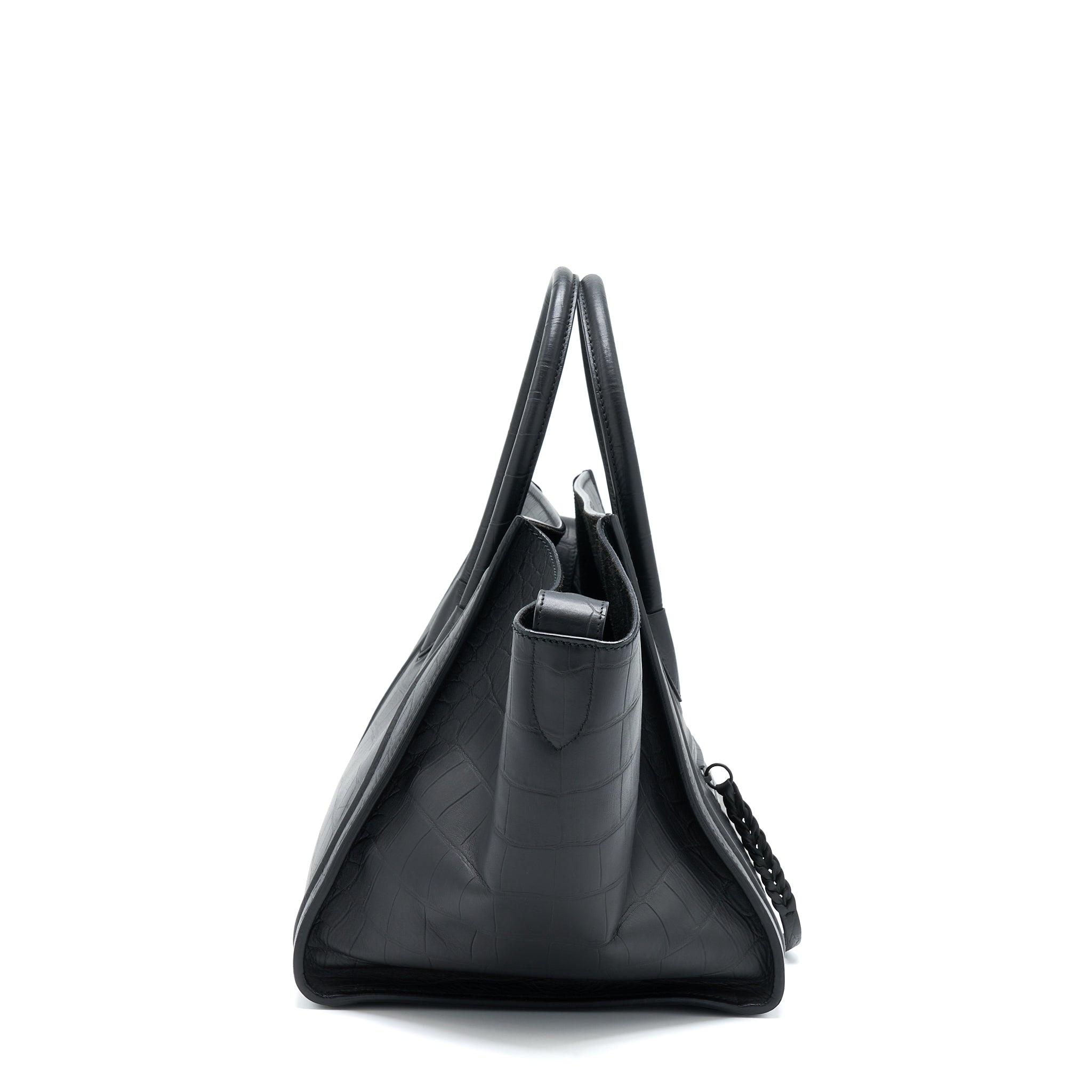 CELINE LARGE PHANTOM LUGGAGE BAG CROC-EMBOSSED CALFSKIN BLACK