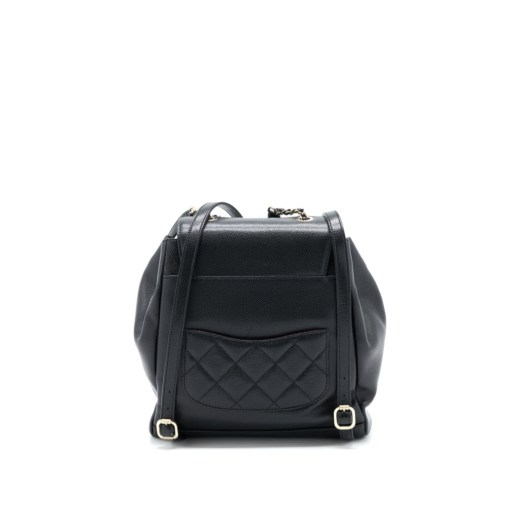 CHANEL 22B AFFINITY BACKPACK CAVIAR BLACK LGHW (MICROCHIP)