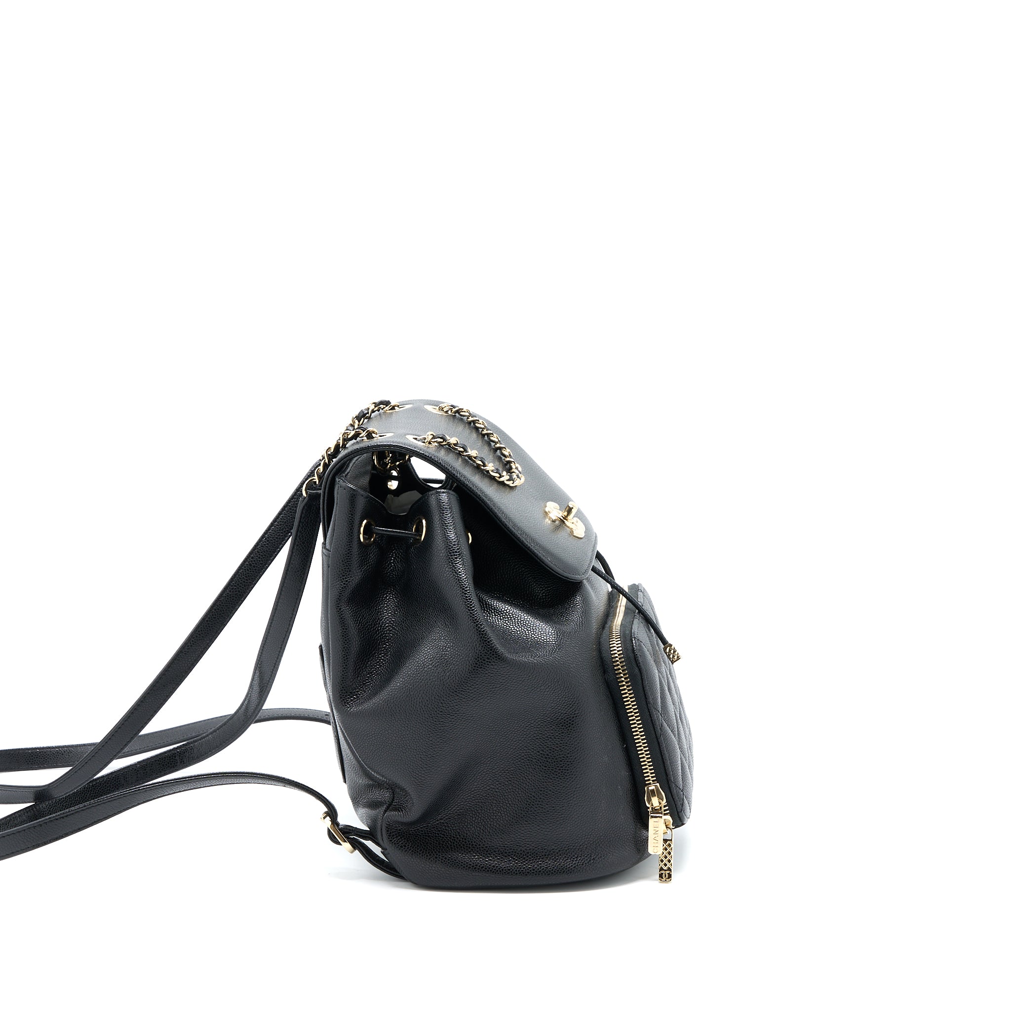 CHANEL 22B AFFINITY BACKPACK CAVIAR BLACK LGHW (MICROCHIP)