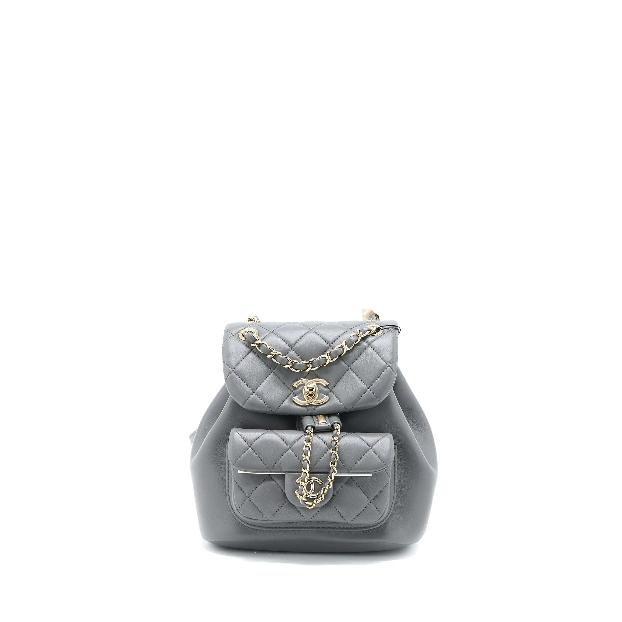 CHANEL 22A MIMI DUMA BACKPACK LAMBSKIN DARK GREY LGHW (MICROCHIP)