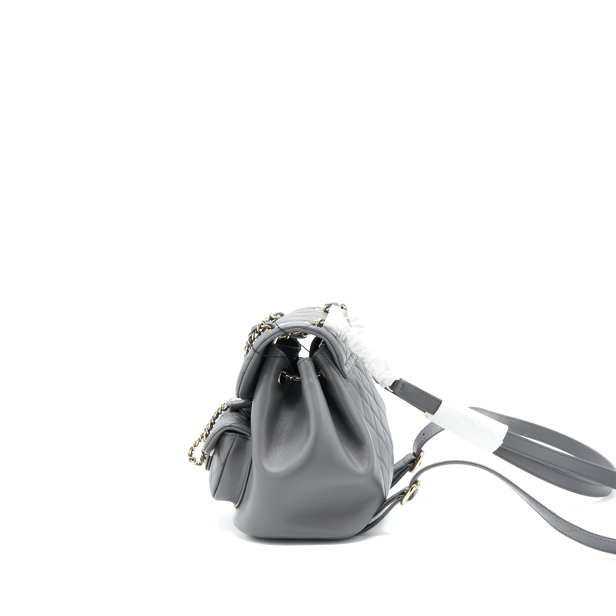 CHANEL 22A MIMI DUMA BACKPACK LAMBSKIN DARK GREY LGHW (MICROCHIP)