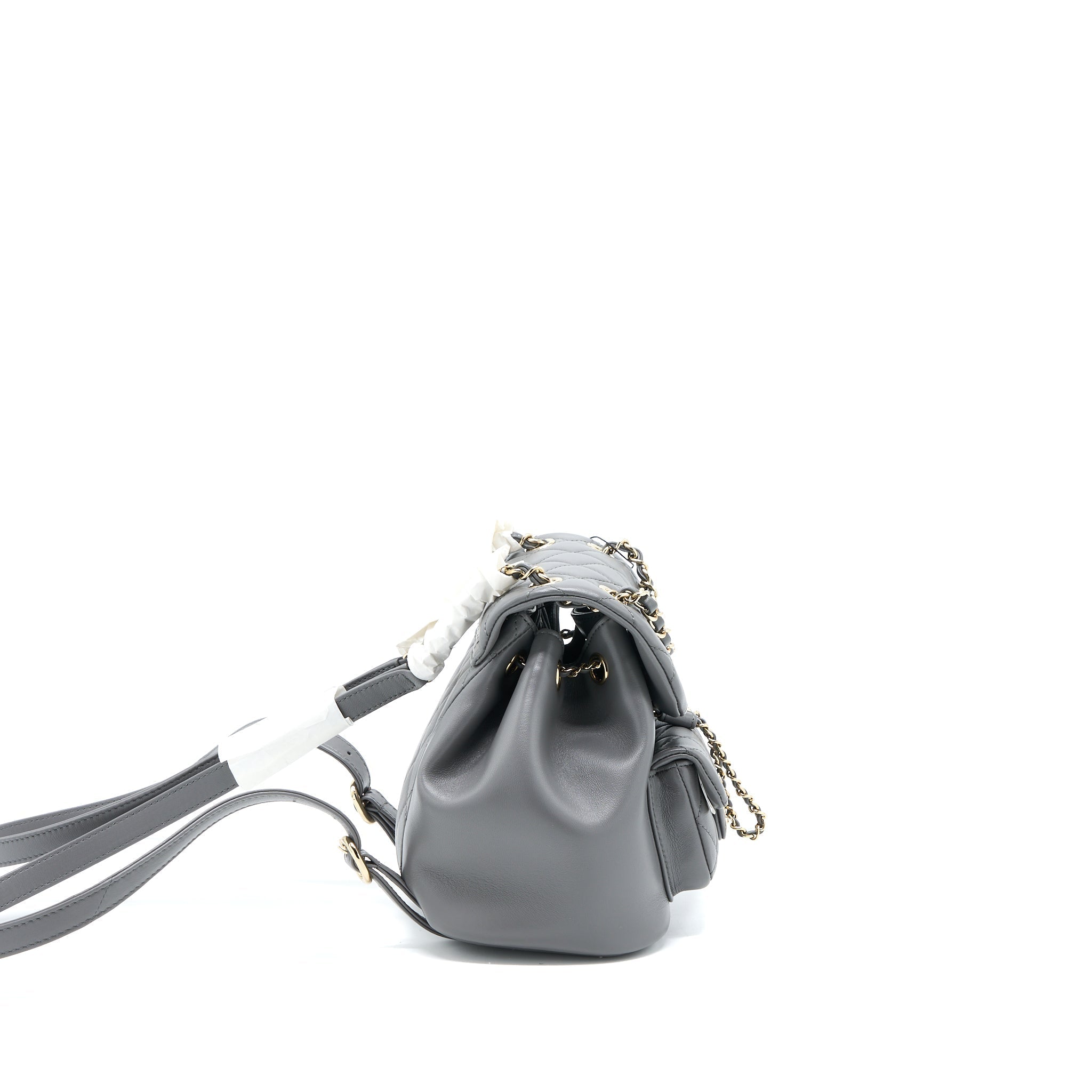 CHANEL 22A MIMI DUMA BACKPACK LAMBSKIN DARK GREY LGHW (MICROCHIP)
