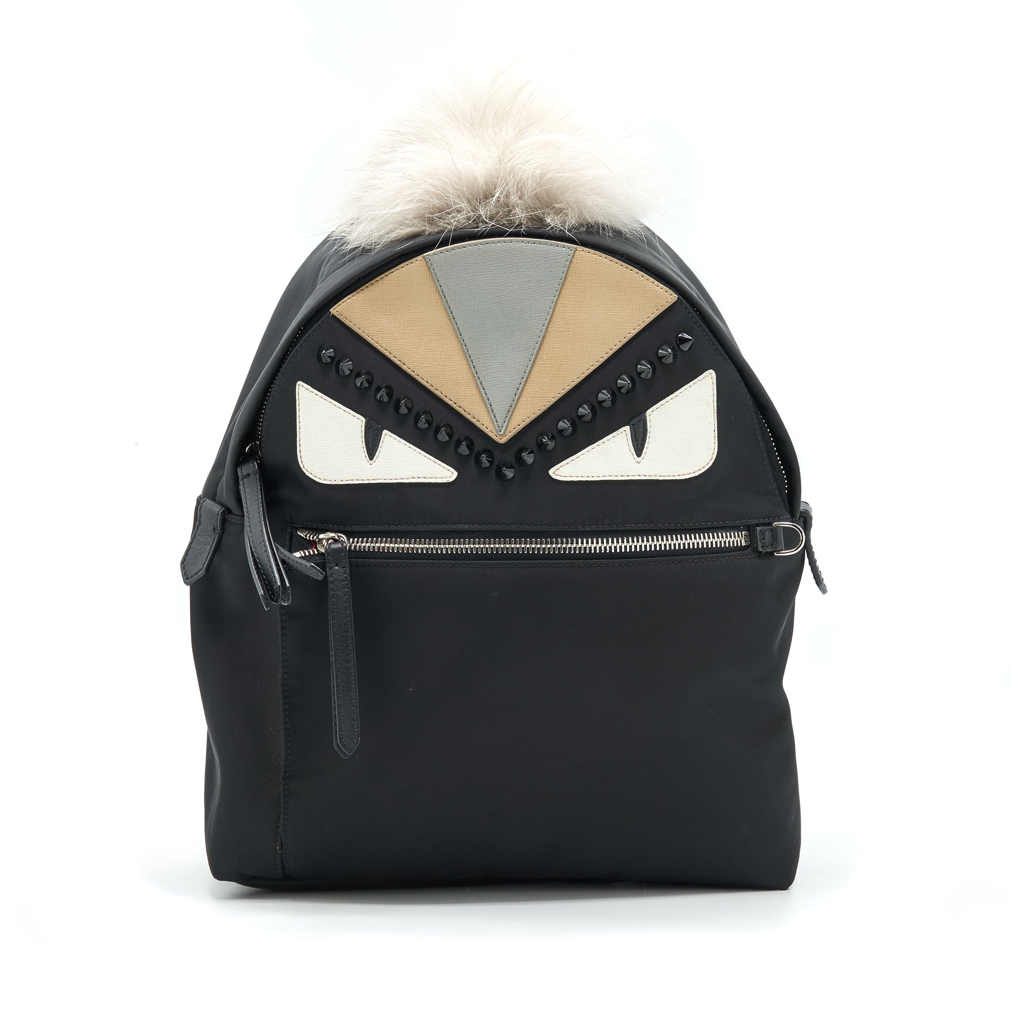 FENDI MONSTER BACKPACK IN BLACK WITH FUR