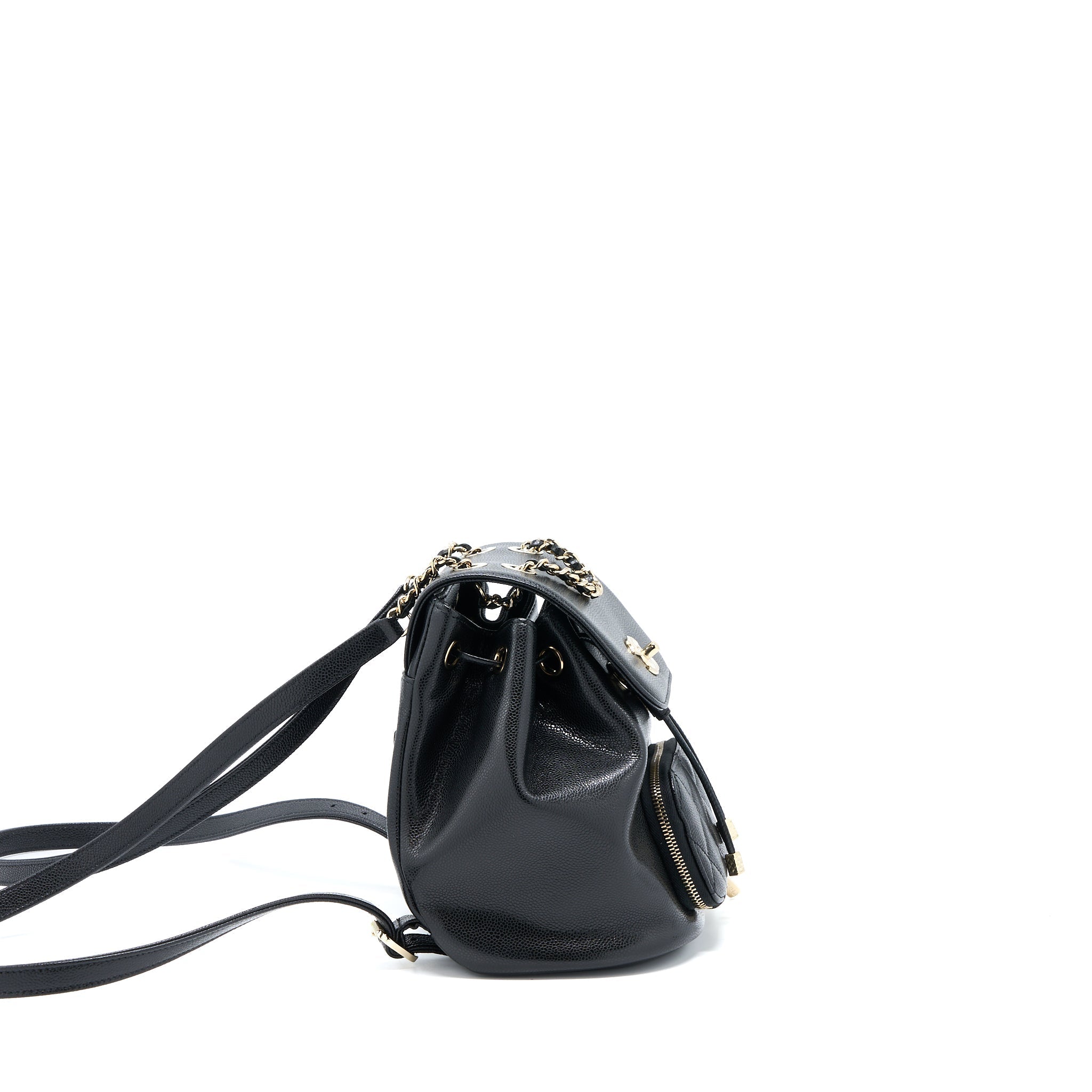 CHANEL 22B AFFINITY MINI BACKPACK CAVIAR BLACK LGHW(MICROCHIP)