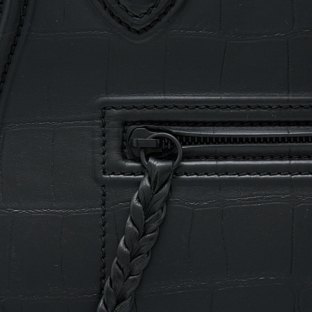 CELINE LARGE PHANTOM LUGGAGE BAG CROC-EMBOSSED CALFSKIN BLACK