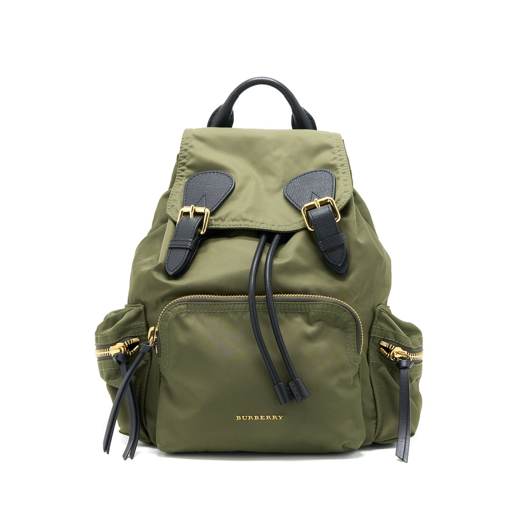 BURBERRY MEDIUM RUCKSACK BACKPACK NYLON OLIVE GREEN GHW