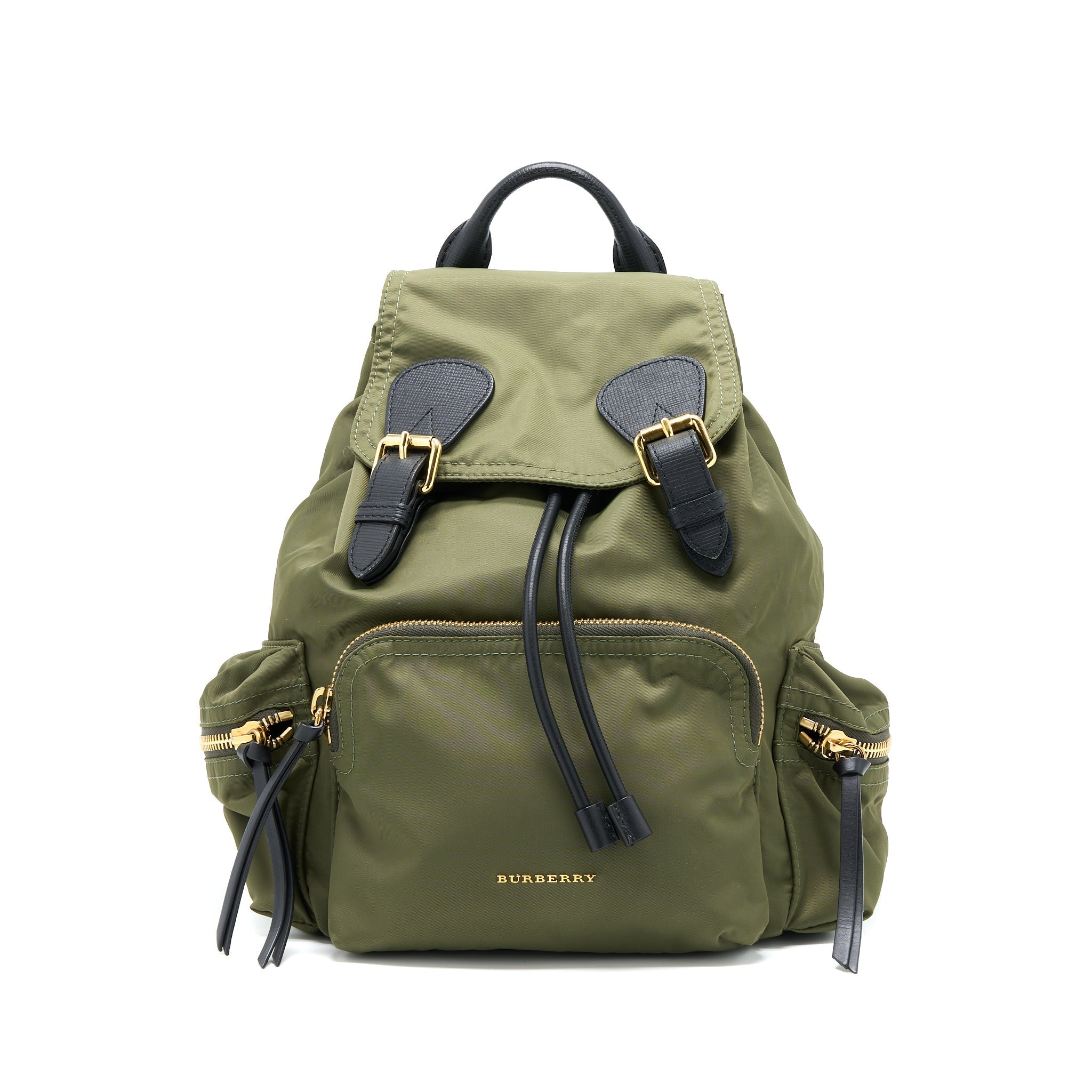 BURBERRY MEDIUM RUCKSACK BACKPACK NYLON OLIVE GREEN GHW