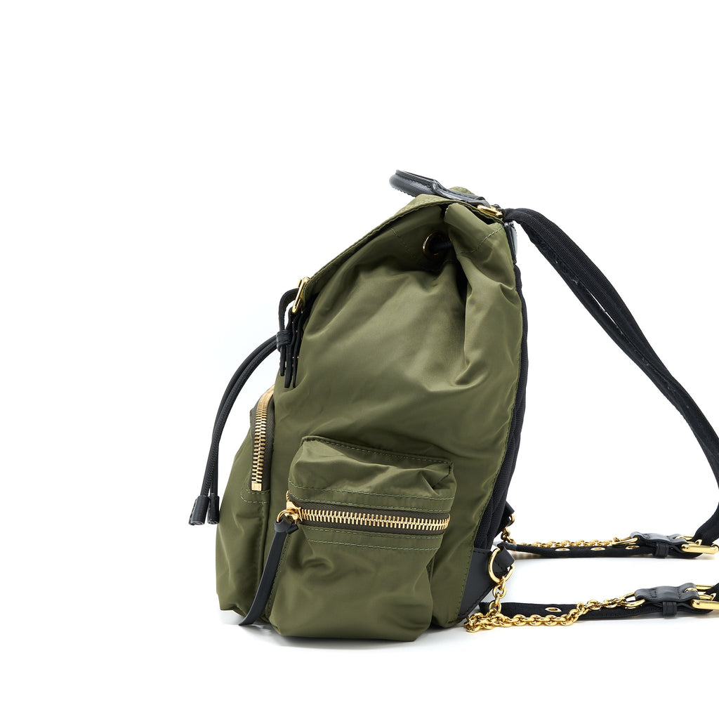BURBERRY MEDIUM RUCKSACK BACKPACK NYLON OLIVE GREEN GHW