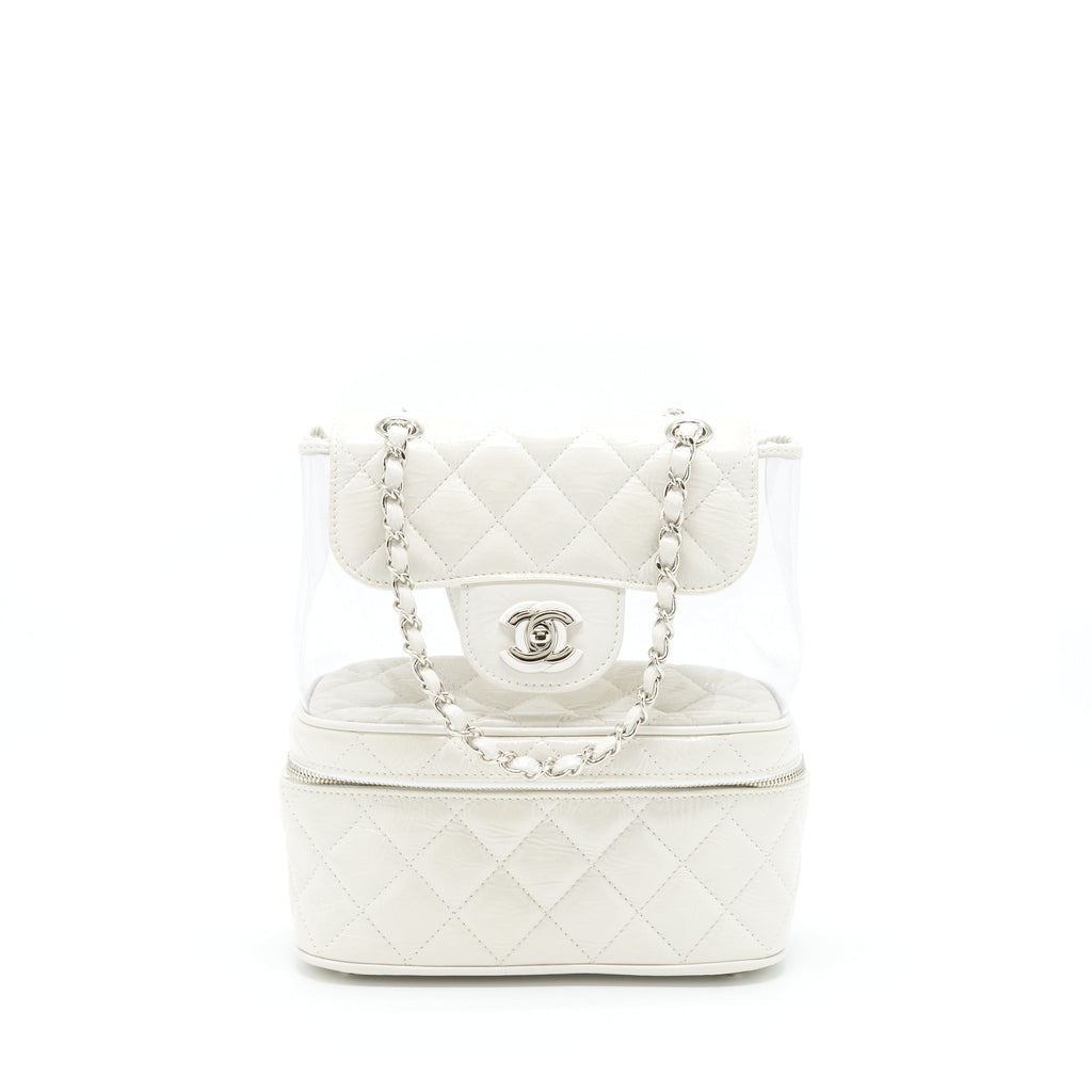 CHANEL PVC AQUARIUM BACKPACK AGED CALFSKIN WHITE SHW