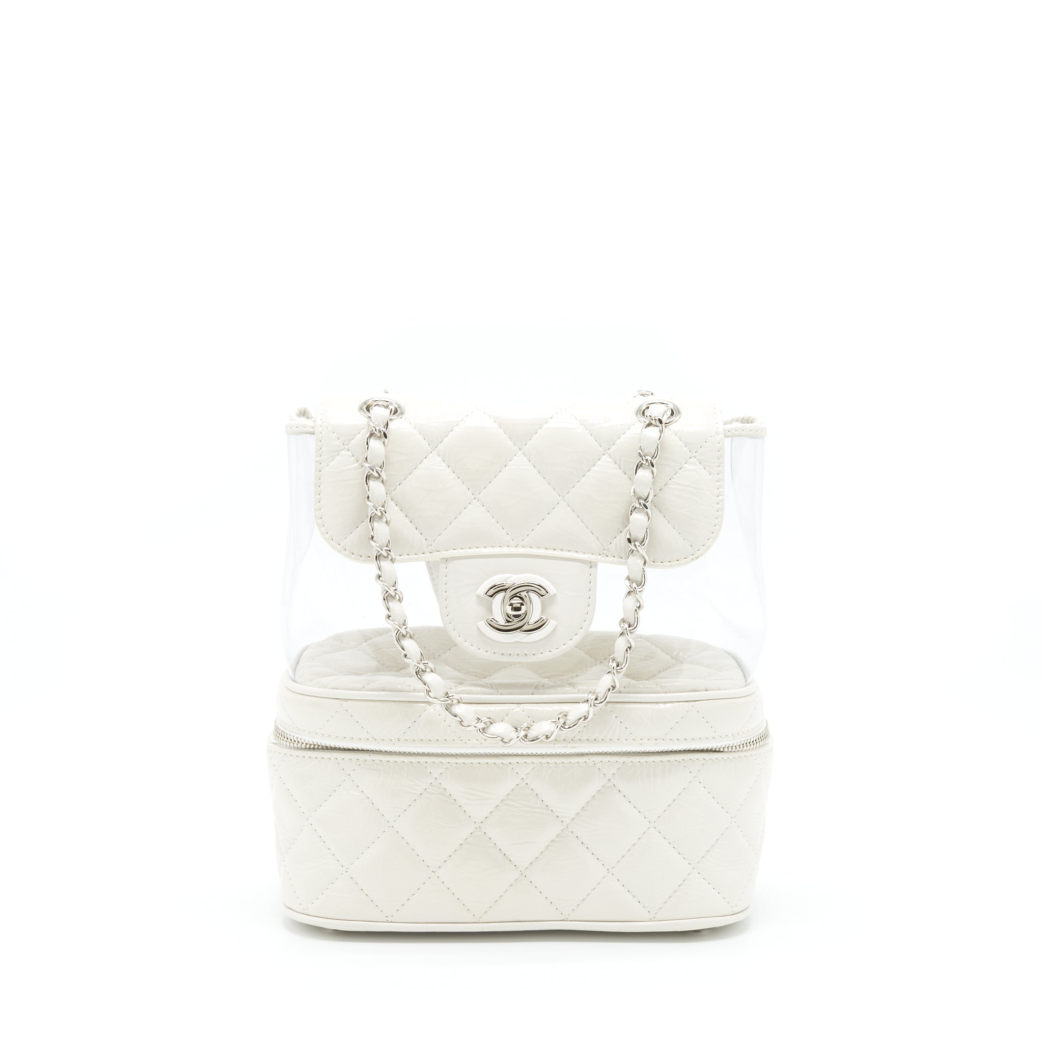 CHANEL PVC AQUARIUM BACKPACK AGED CALFSKIN WHITE SHW