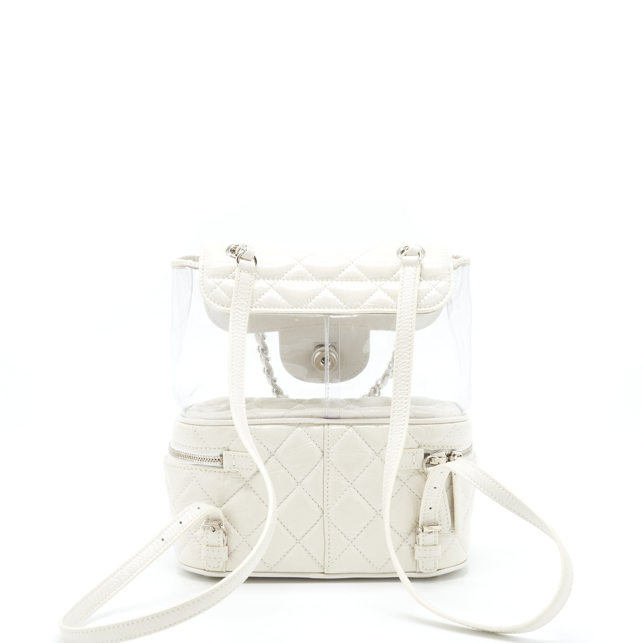 CHANEL PVC AQUARIUM BACKPACK AGED CALFSKIN WHITE SHW