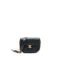CHANEL 22B ROUND MESSENGER BAG GRAINED CALFSKIN BLACK BRUSHED GHW (MICROCHIP)