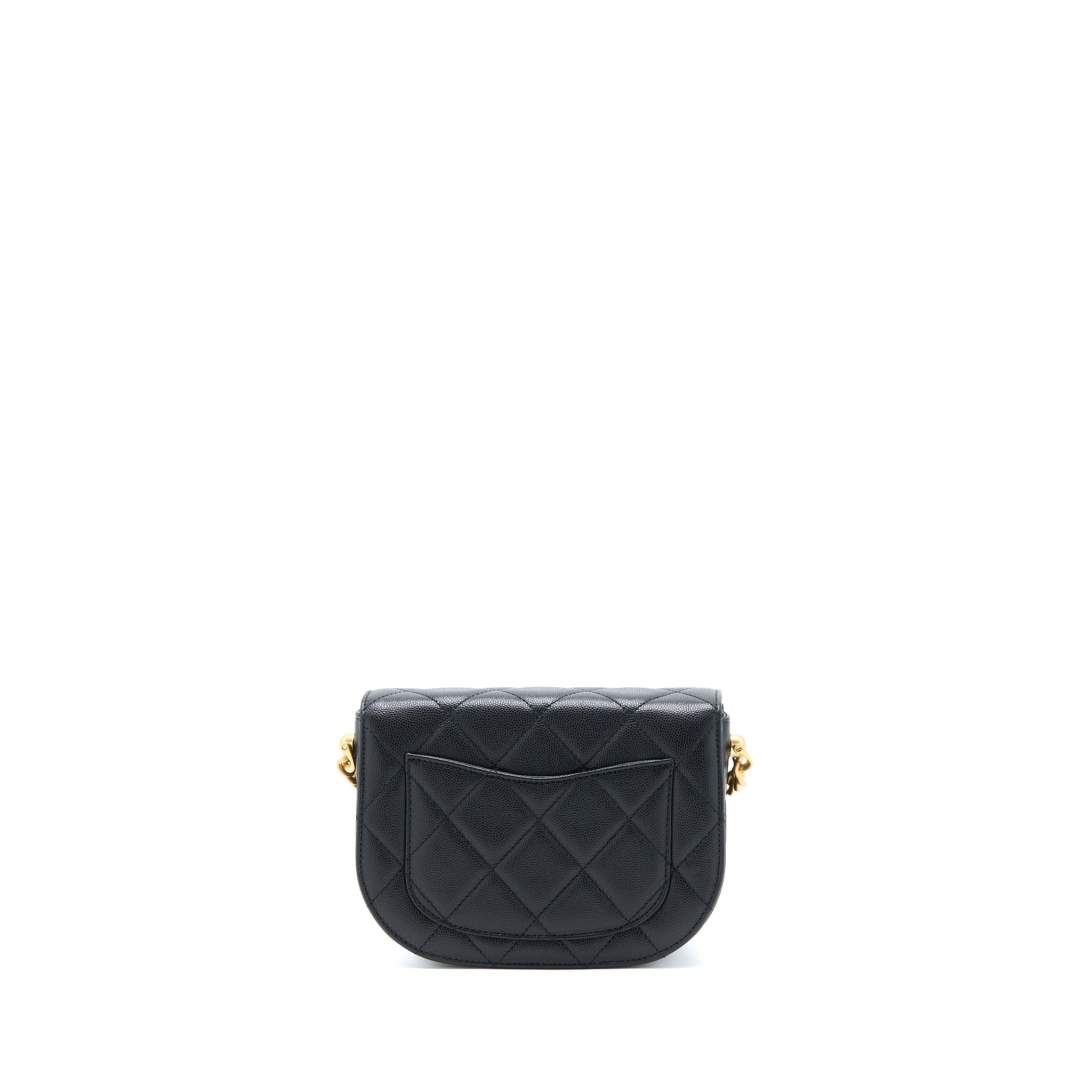 CHANEL 22B ROUND MESSENGER BAG GRAINED CALFSKIN BLACK BRUSHED GHW (MICROCHIP)