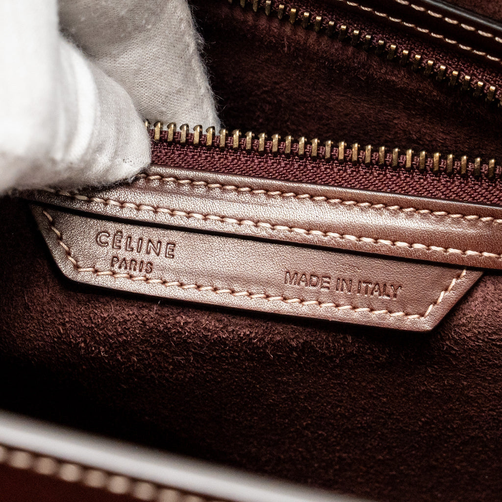 CELINE MICRO LUGGAGE BAG CALFSKIN BURGUNDY GHW