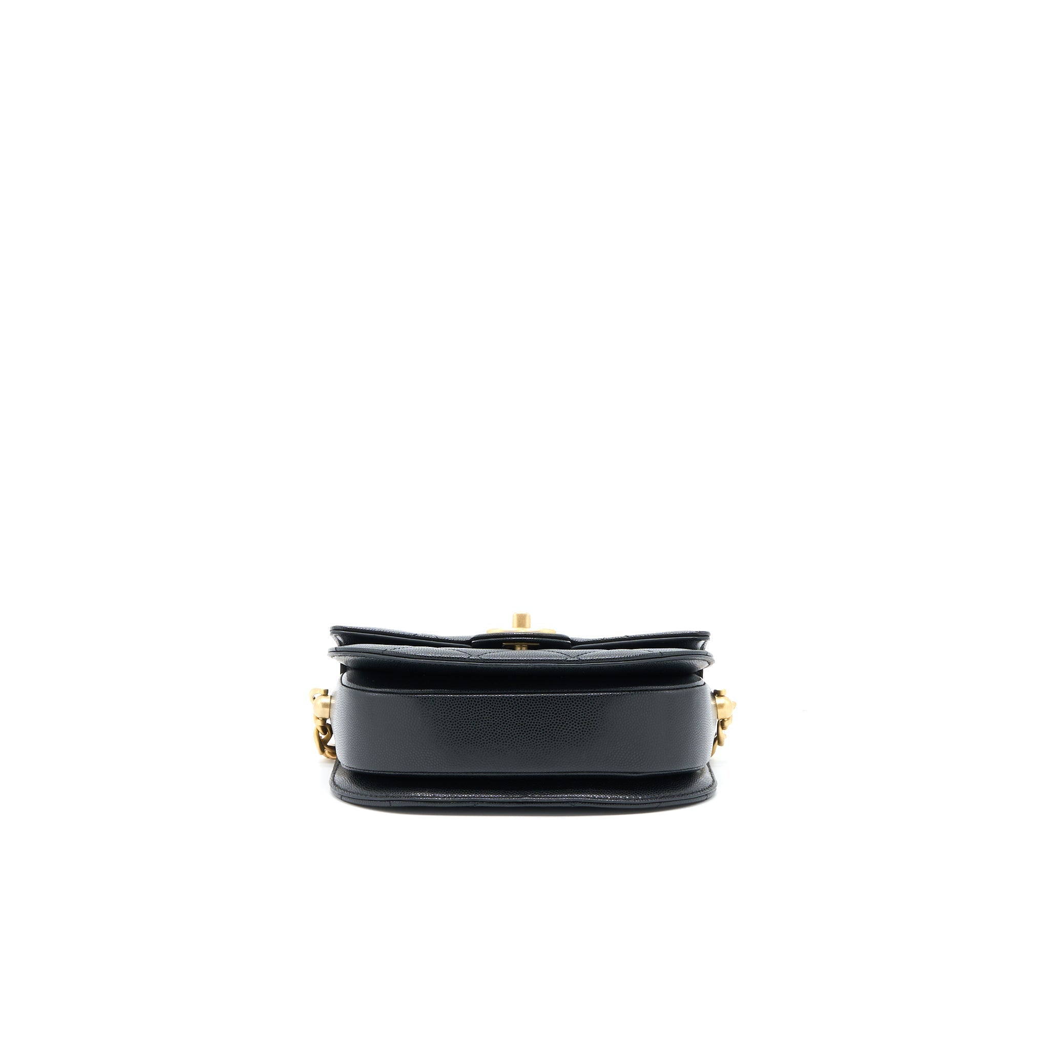 CHANEL 22B ROUND MESSENGER BAG GRAINED CALFSKIN BLACK BRUSHED GHW (MICROCHIP)