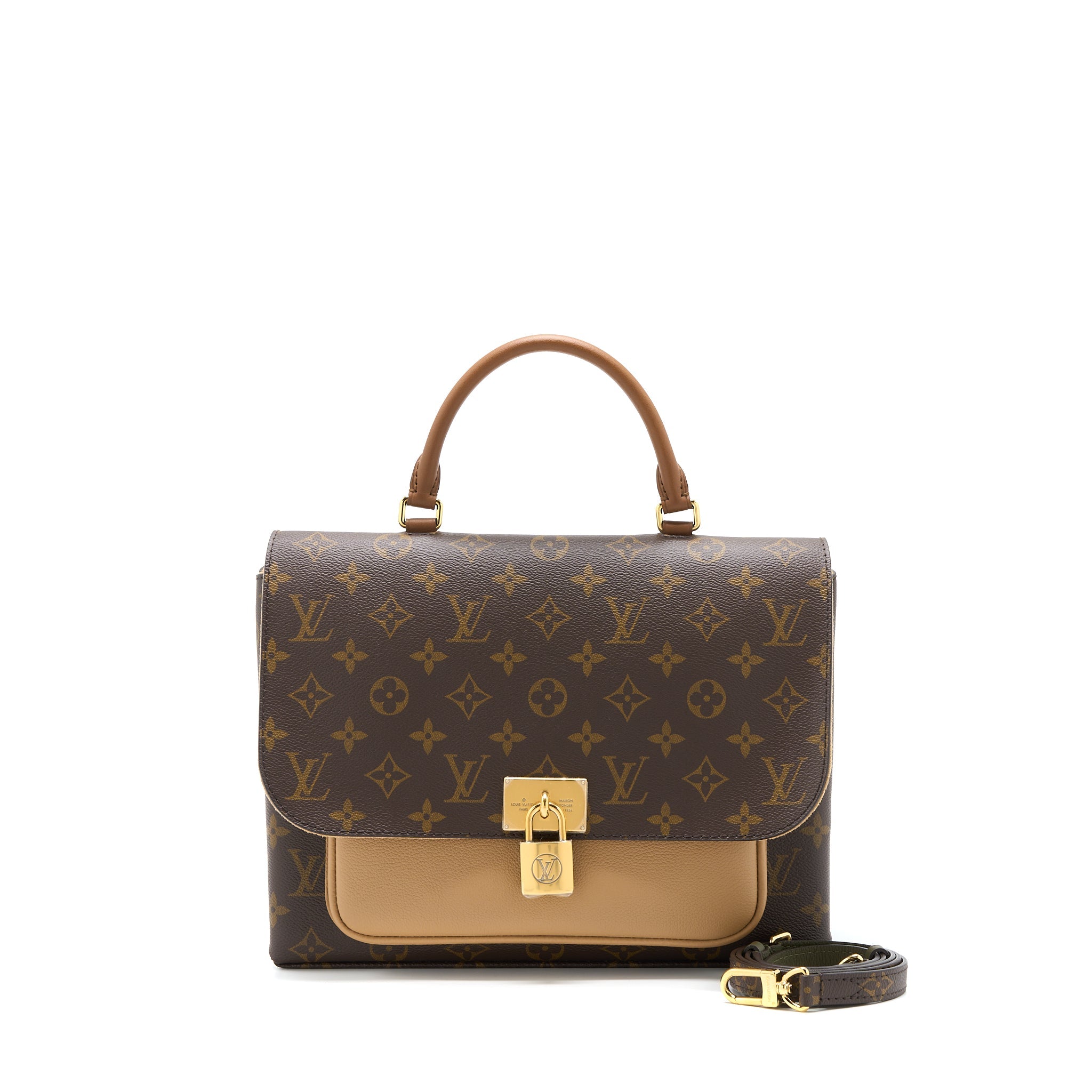 LOUIS VUITTON MARIGNAN TOP HANDLE MESSENGER BAG MONOGRAM CANVAS BROWN GHW