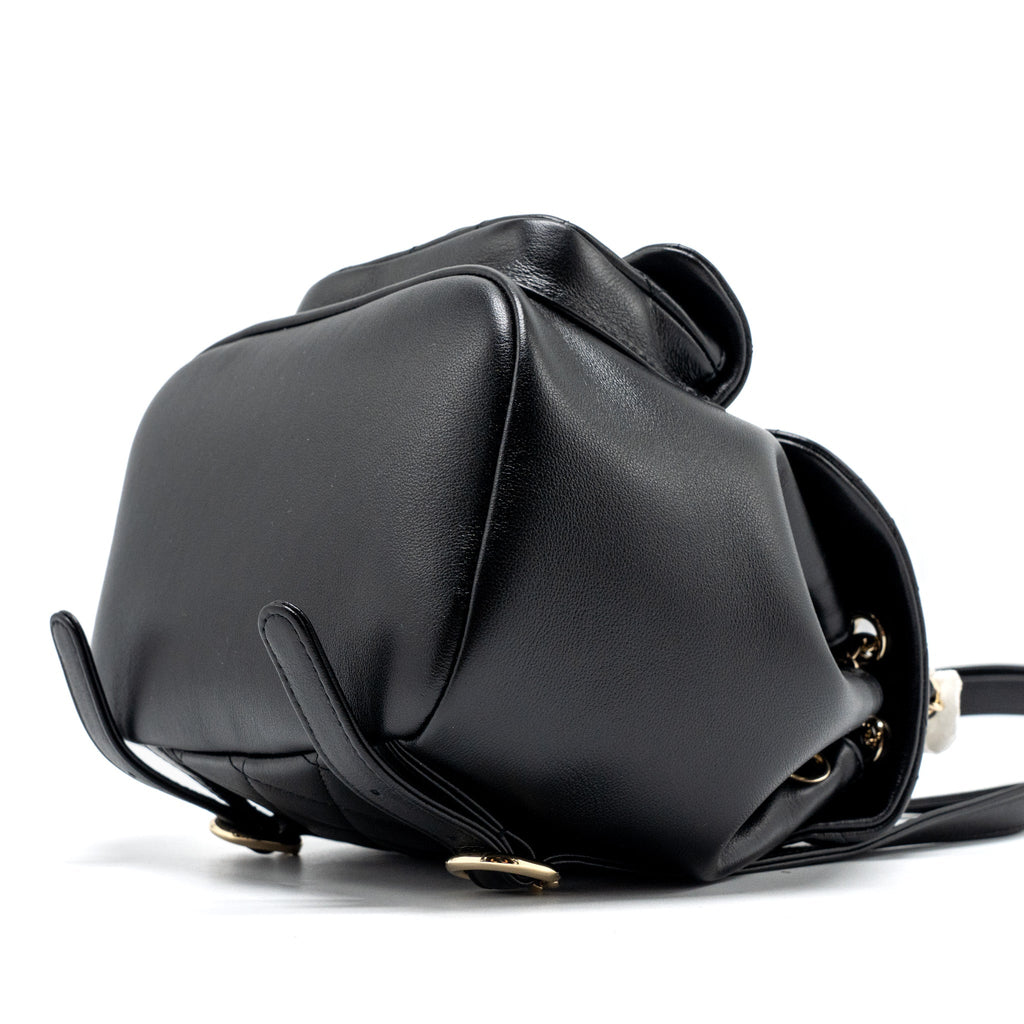 CHANEL 24P MINI DUMA BACKPACK CALFSKIN BLACK LGHW (MICROCHIP)