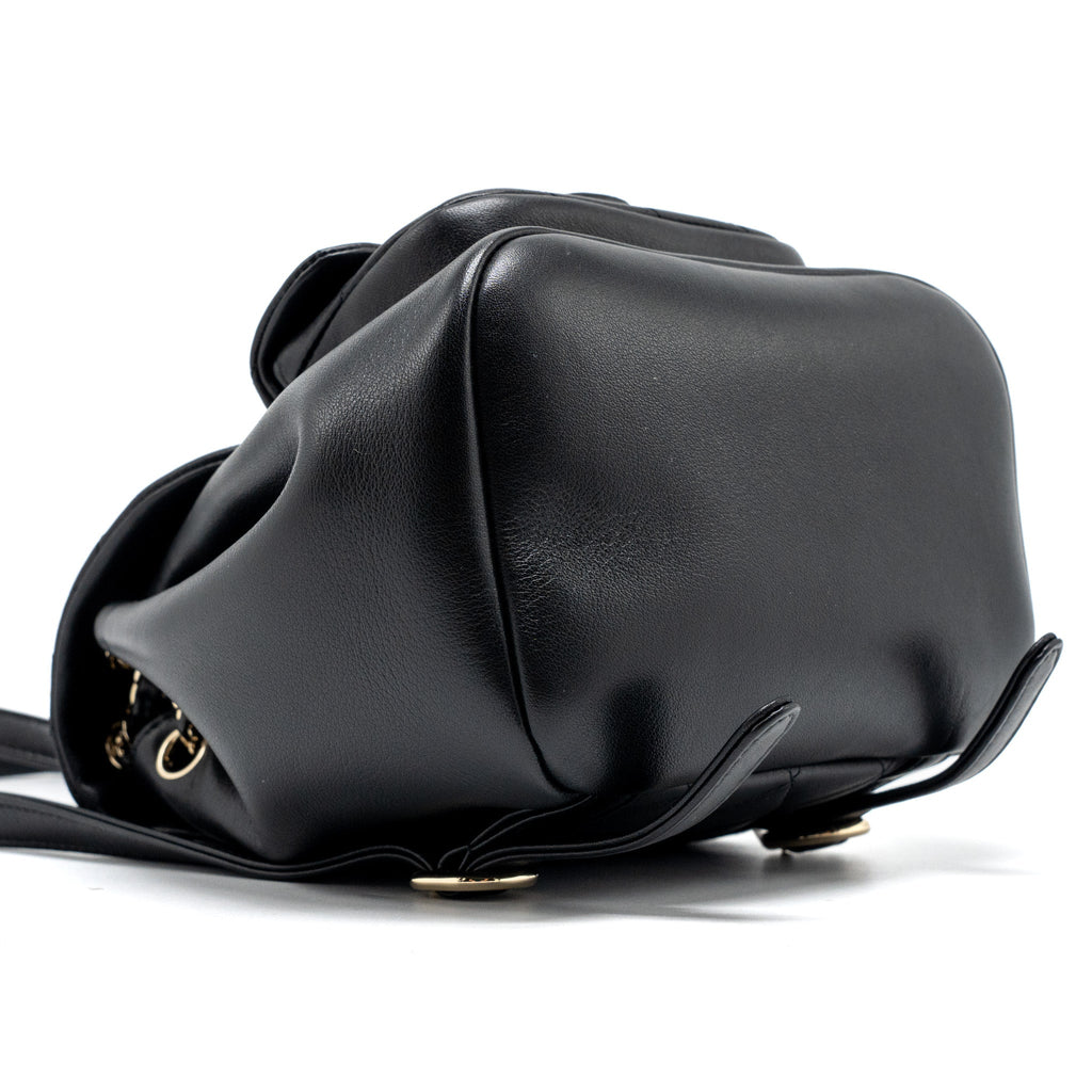 CHANEL 24P MINI DUMA BACKPACK CALFSKIN BLACK LGHW (MICROCHIP)