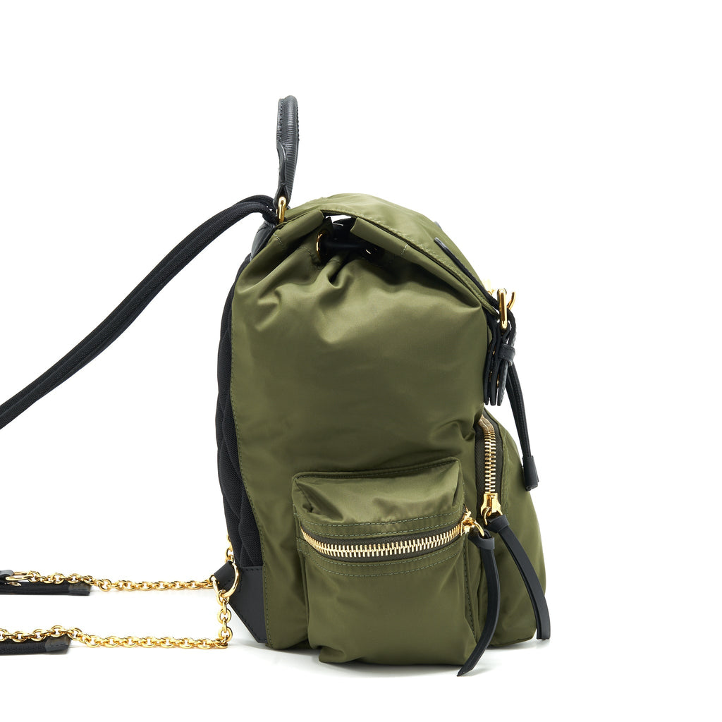 BURBERRY NYLON RUCKSACK BACKPACK GREEN GHW