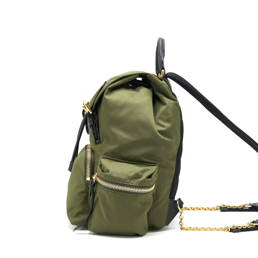 BURBERRY NYLON RUCKSACK BACKPACK GREEN GHW