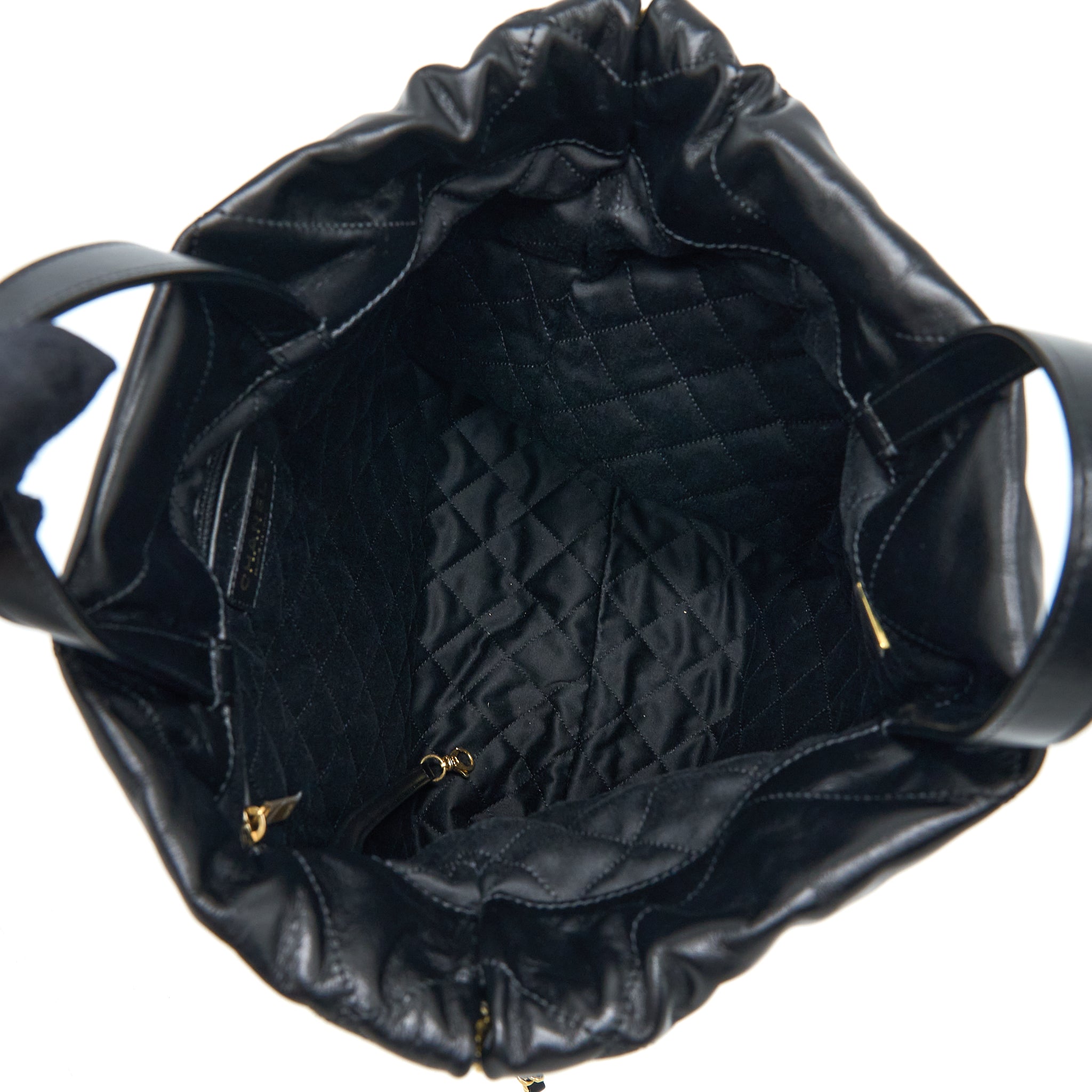 CHANEL 22 BACKPACK SHINY CALFSKIN BLACK BRUSHED GHW (MICROCHIP)
