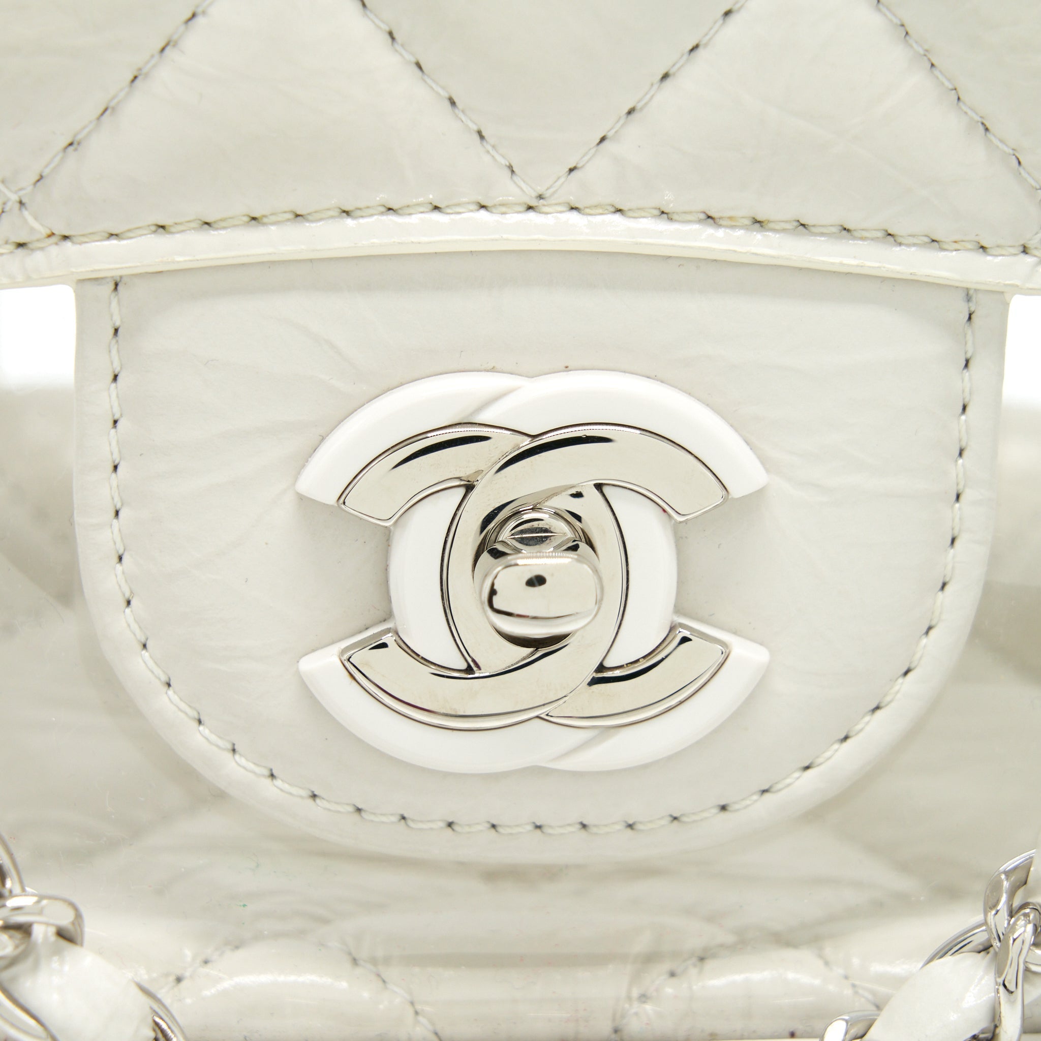 CHANEL PVC AQUARIUM BACKPACK AGED CALFSKIN WHITE SHW