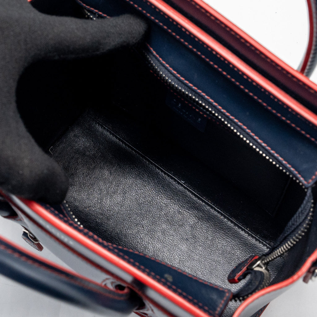 CELINE NANO LUGGAGE BAG CALFSKIN NAVY / RED SHW