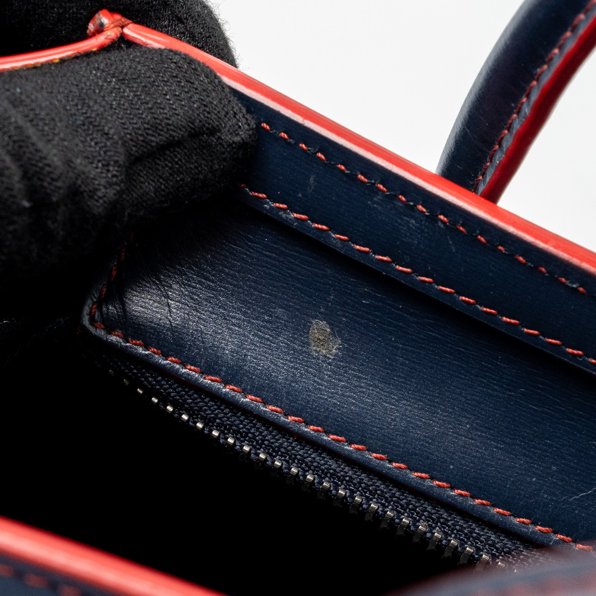 CELINE NANO LUGGAGE BAG CALFSKIN NAVY / RED SHW