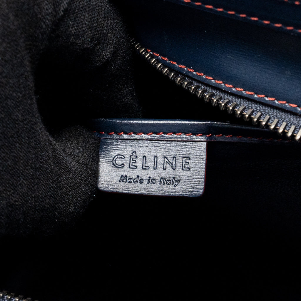 CELINE NANO LUGGAGE BAG CALFSKIN NAVY / RED SHW