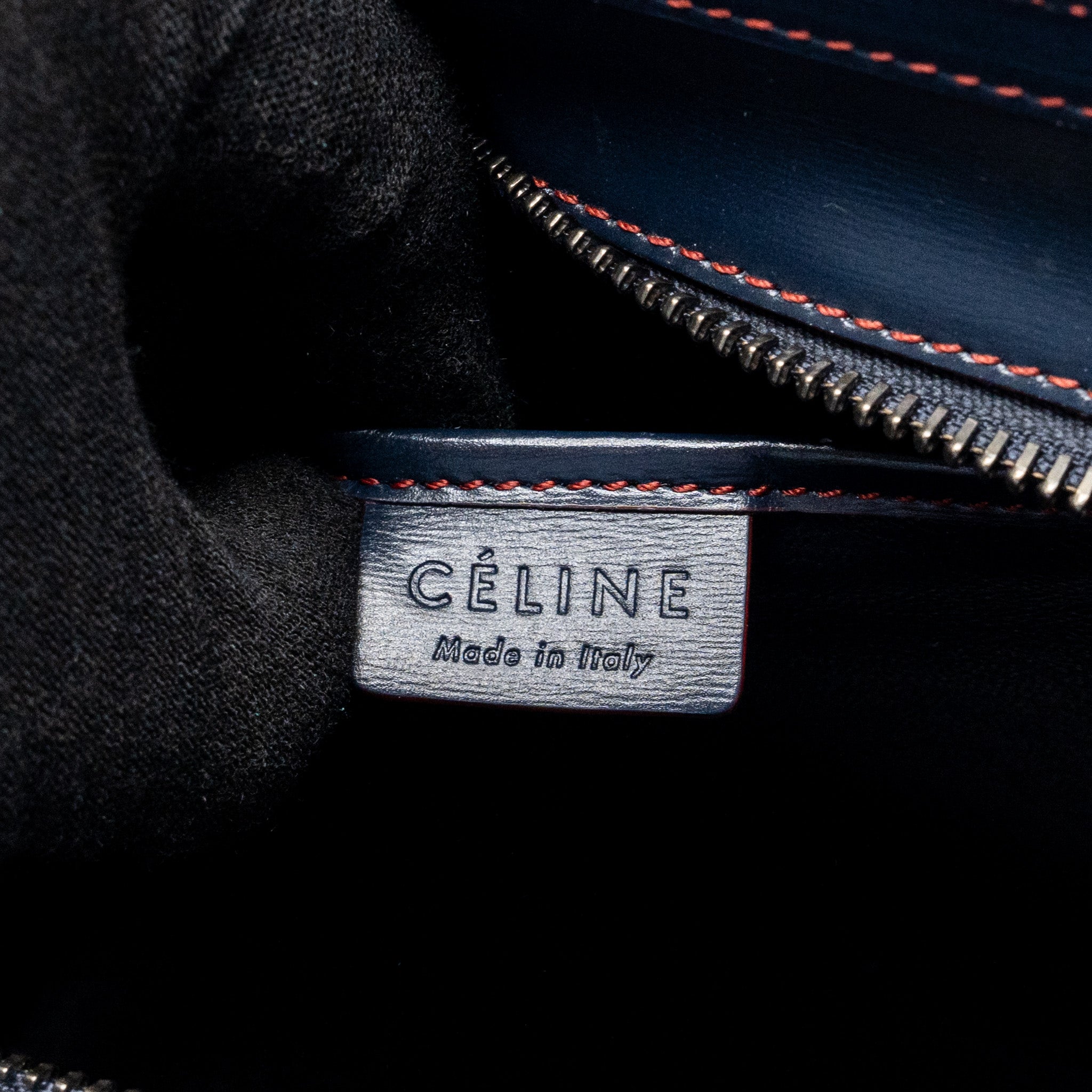 CELINE NANO LUGGAGE BAG CALFSKIN NAVY / RED SHW