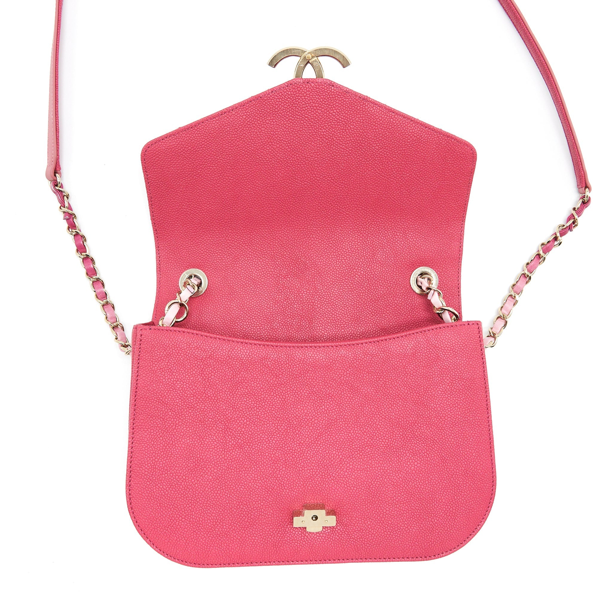 CHANEL SEASONAL MESSENGER CROSSBODY BAG CAVIAR PINK LGHW