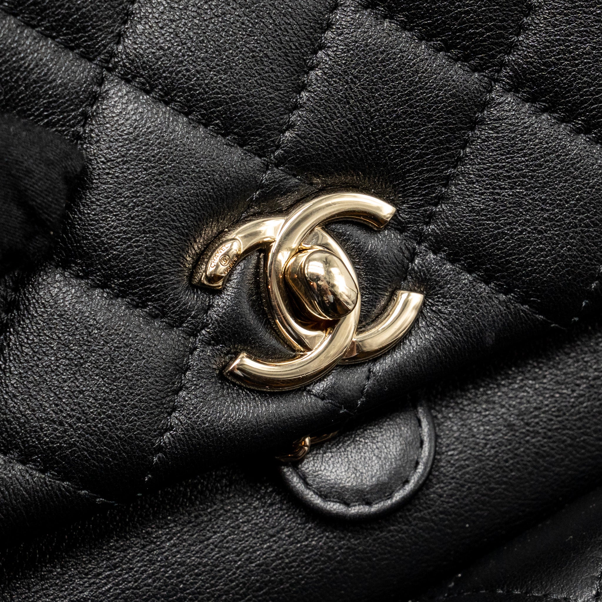 CHANEL LARGE DUMA BACKPACK CALFSKIN BLACK LGHW (MICROCHIP)