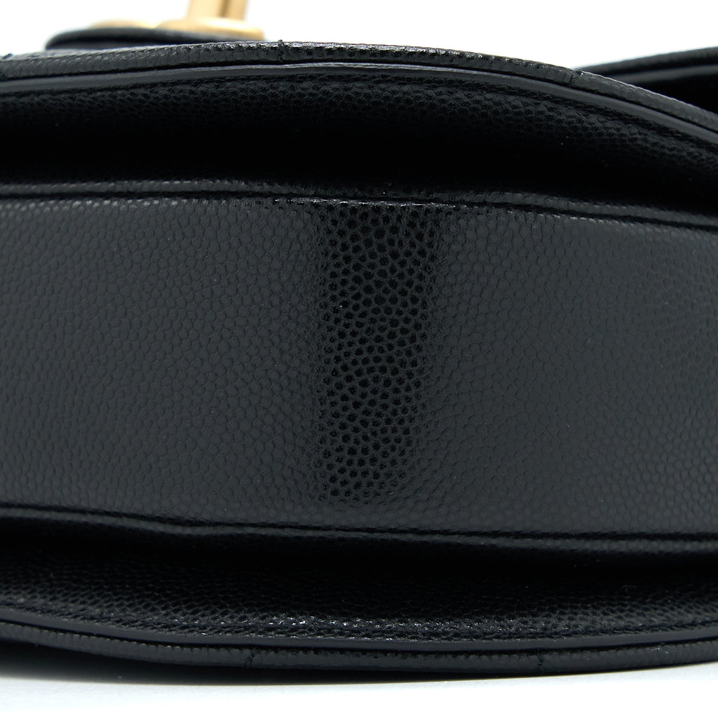 CHANEL 22B ROUND MESSENGER BAG GRAINED CALFSKIN BLACK BRUSHED GHW (MICROCHIP)
