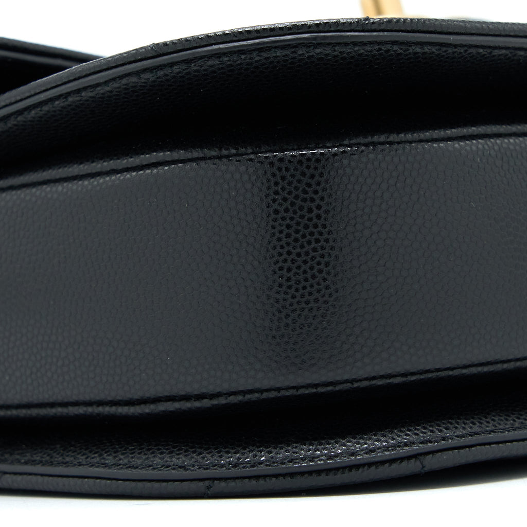 CHANEL 22B ROUND MESSENGER BAG GRAINED CALFSKIN BLACK BRUSHED GHW (MICROCHIP)