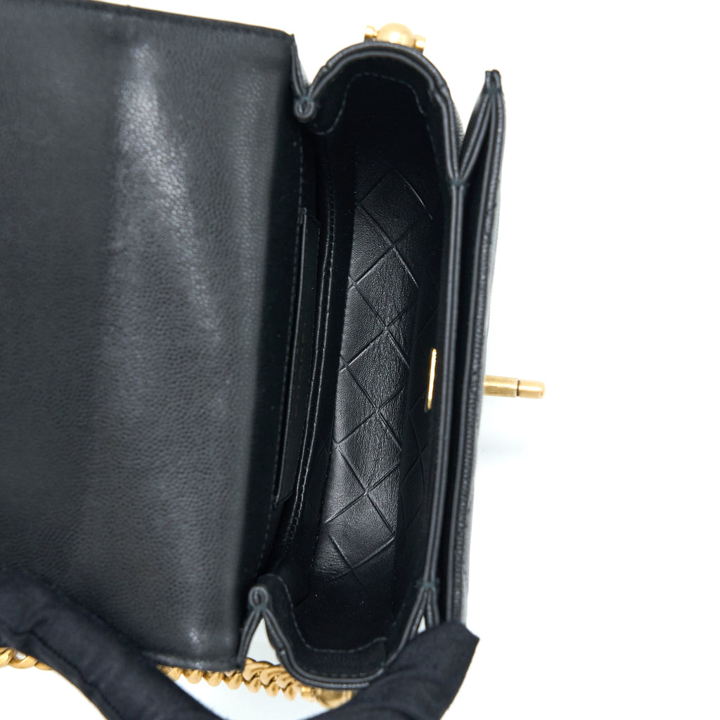 CHANEL 22B ROUND MESSENGER BAG GRAINED CALFSKIN BLACK BRUSHED GHW (MICROCHIP)