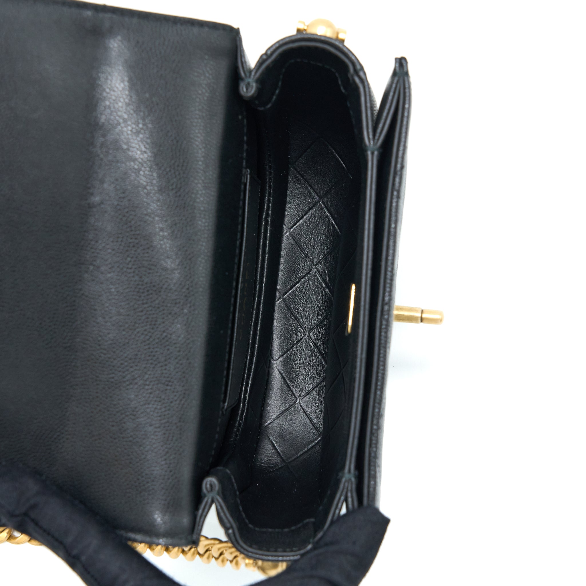 CHANEL 22B ROUND MESSENGER BAG GRAINED CALFSKIN BLACK BRUSHED GHW (MICROCHIP)