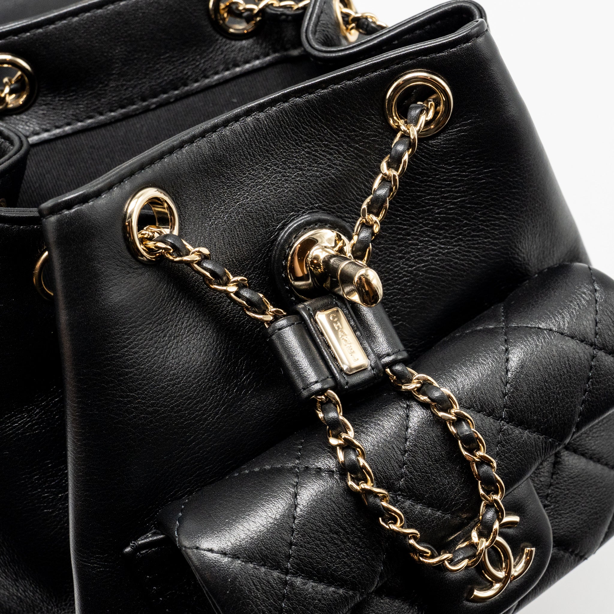 CHANEL MINI DUMA BACKPACK CALFSKIN BLACK LGHW (MICROCHIP)