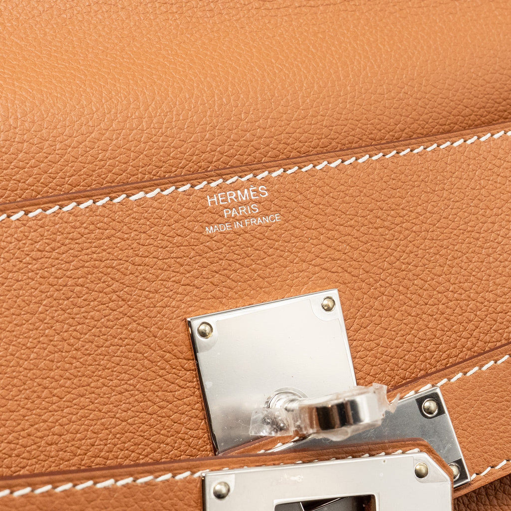 HERMES KELLY MESSENGER PM BAG EVERCOLOR GOLD SHW