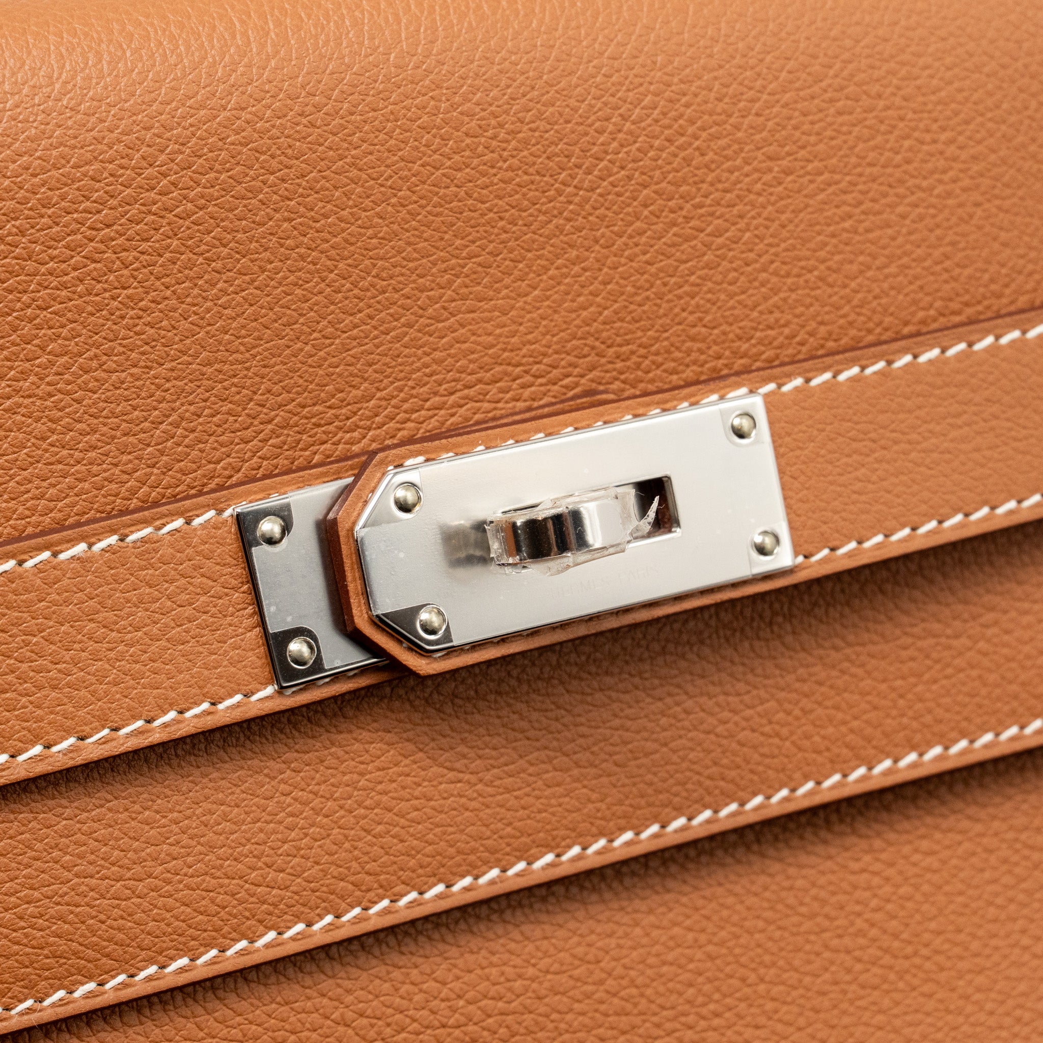 HERMES KELLY MESSENGER PM BAG EVERCOLOR GOLD SHW