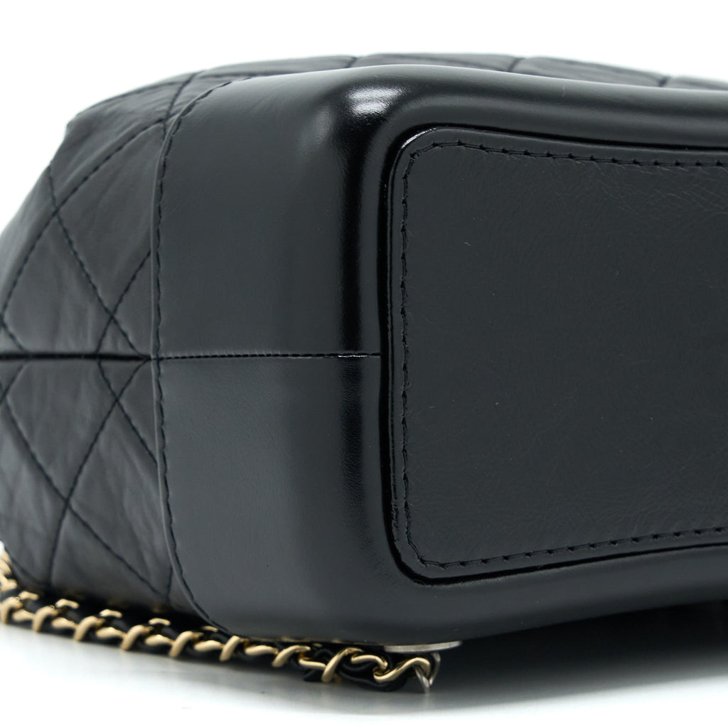 CHANEL SMALL GABRIELLE BACKPACK AGED CALFSKIN BLACK MULTICOLOR HARDWARE (MICROCHIP)