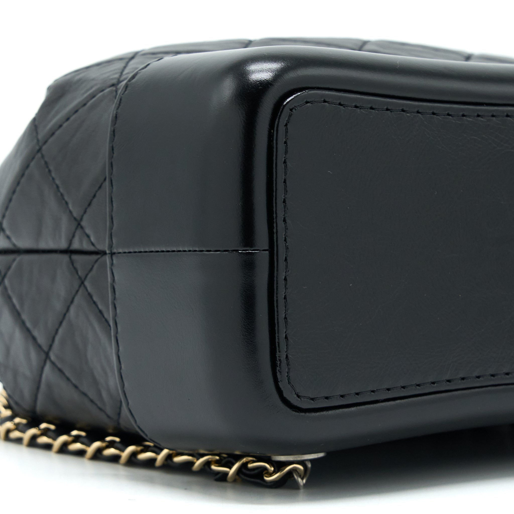 CHANEL SMALL GABRIELLE BACKPACK AGED CALFSKIN BLACK MULTICOLOR HARDWARE (MICROCHIP)
