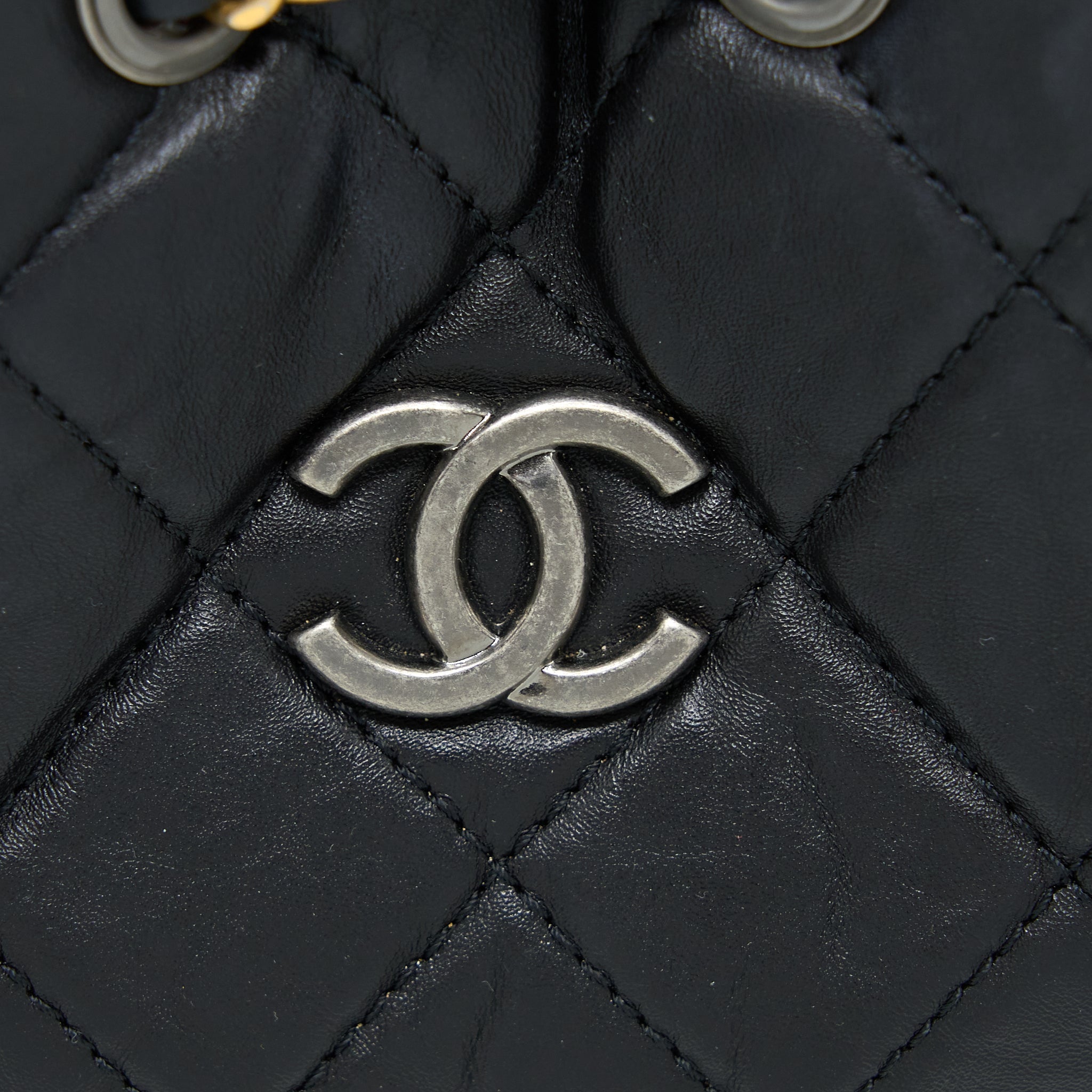 CHANEL SMALL GABRIELLE BACKPACK AGED CALFSKIN BLACK MULTICOLOR HARDWARE (MICROCHIP)