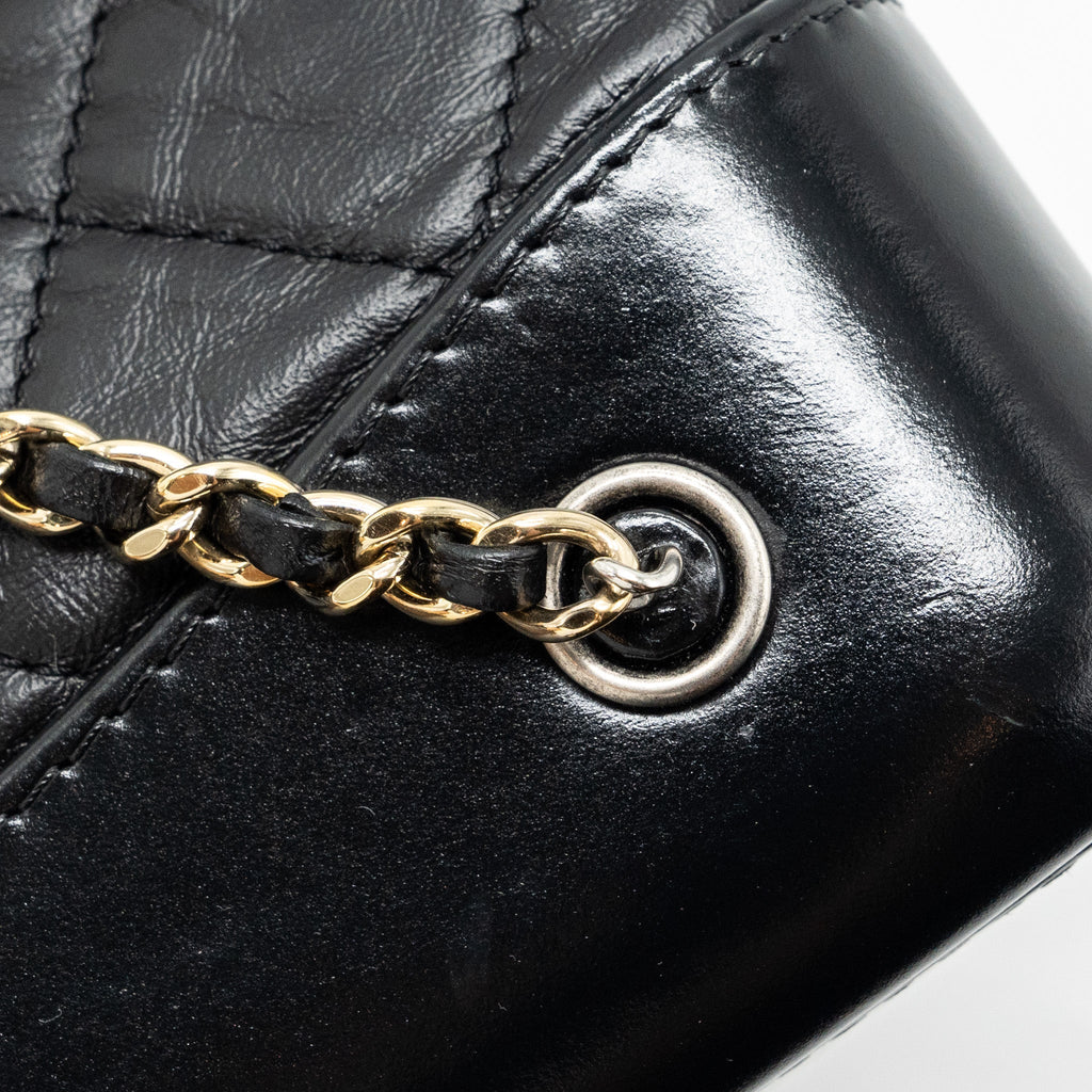 CHANEL SMALL GABRIELLE BACKPACK AGED CALFSKIN BLACK MULTICOLOR HARDWARE